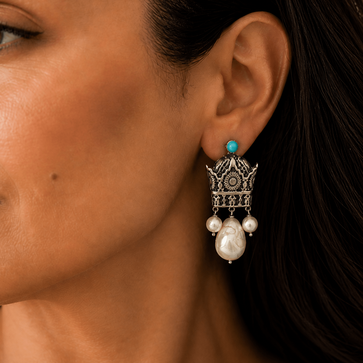 Majestic Crown Pearl Earrings - Earrings - Kia Concept Store