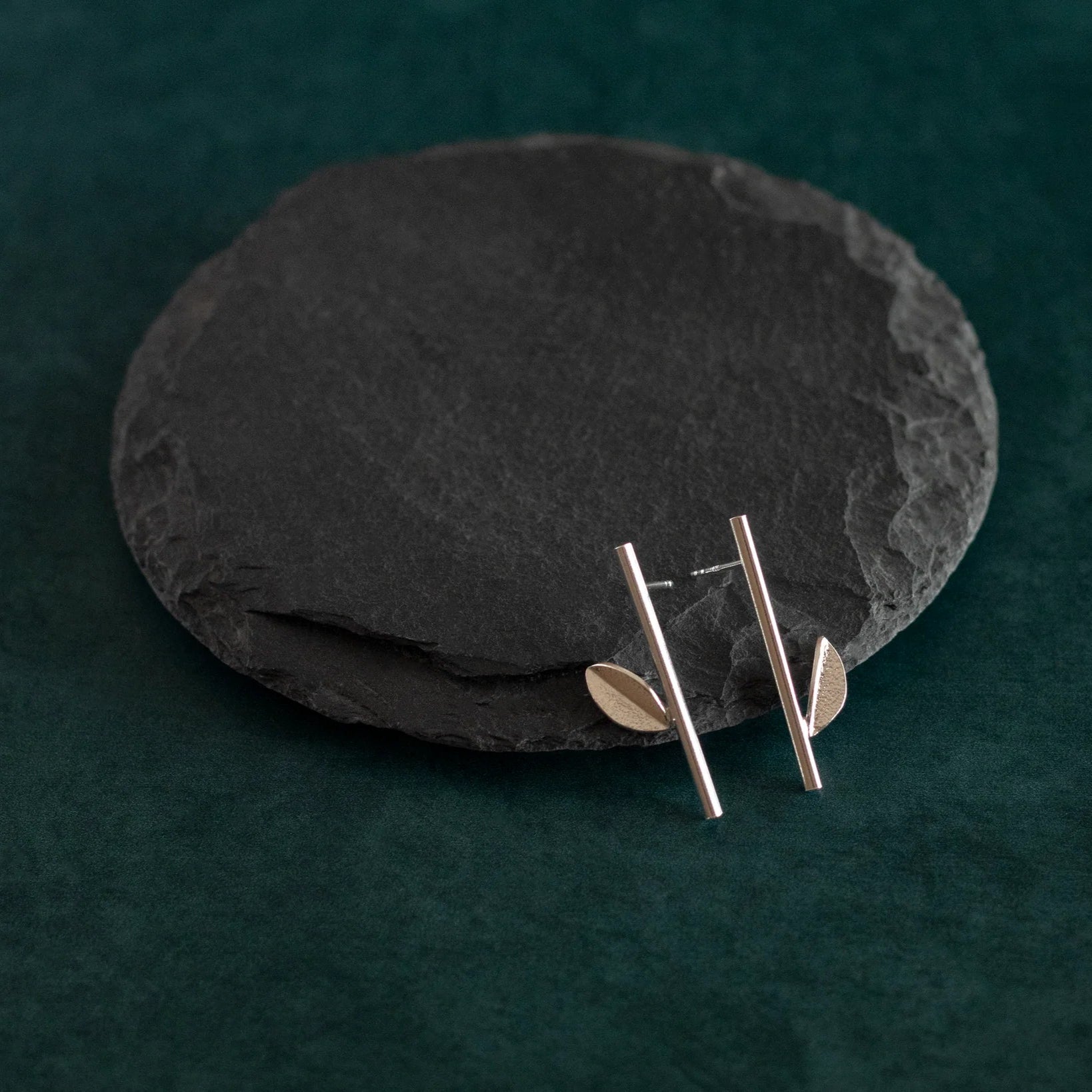 Bar Earrings with Leaf
