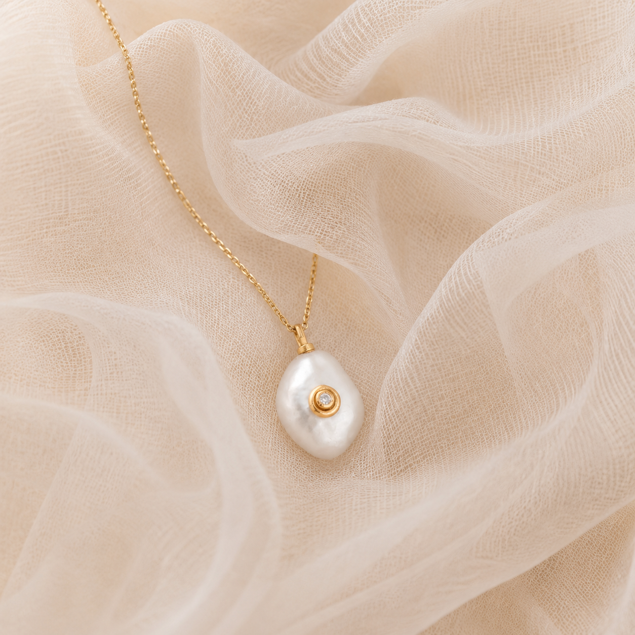 Golden Pearl Whisper Necklace