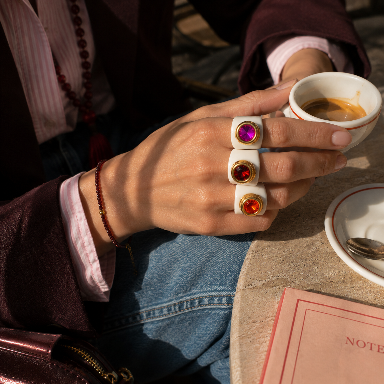 Round Crystal Ceramic Ring