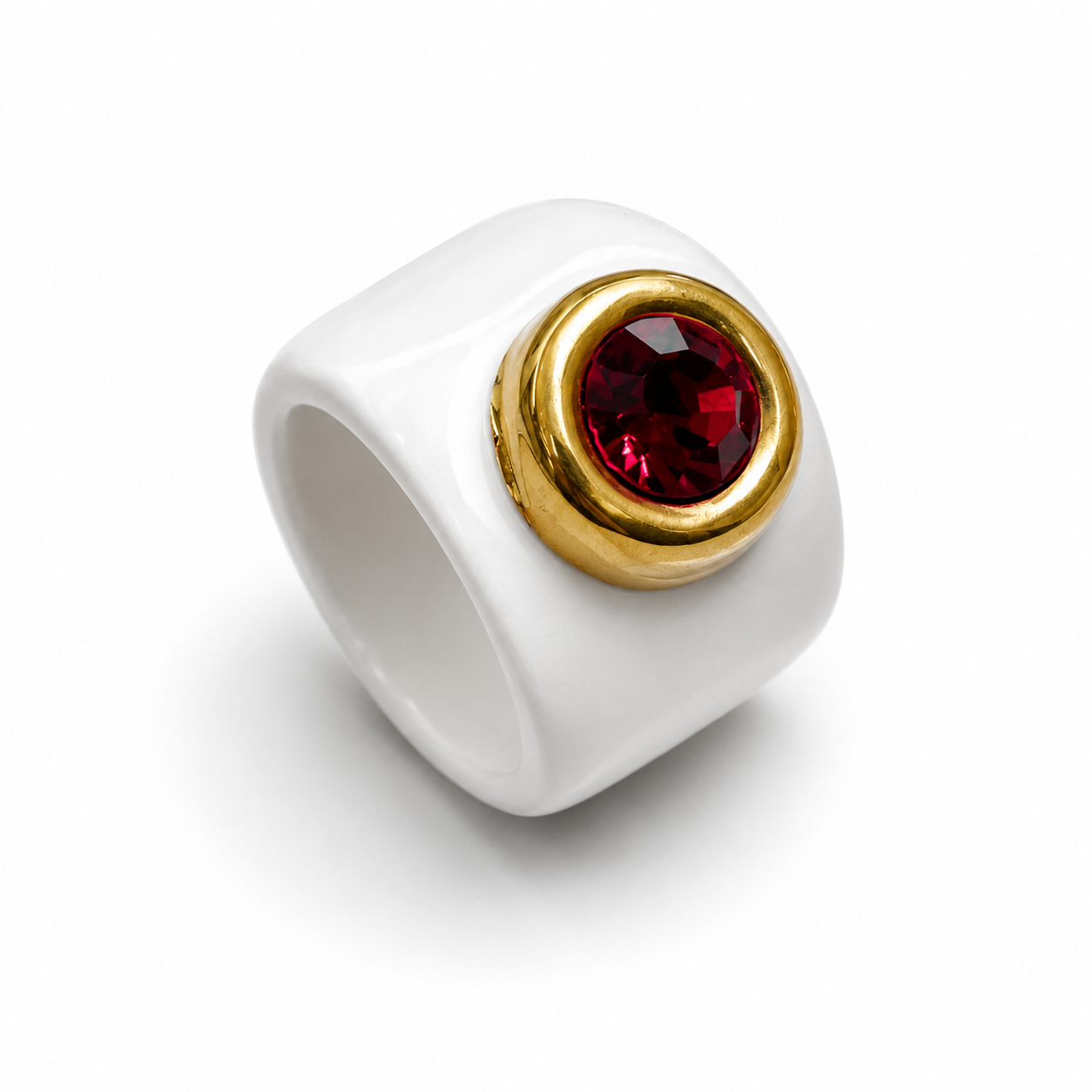 Round Crystal Ceramic Ring