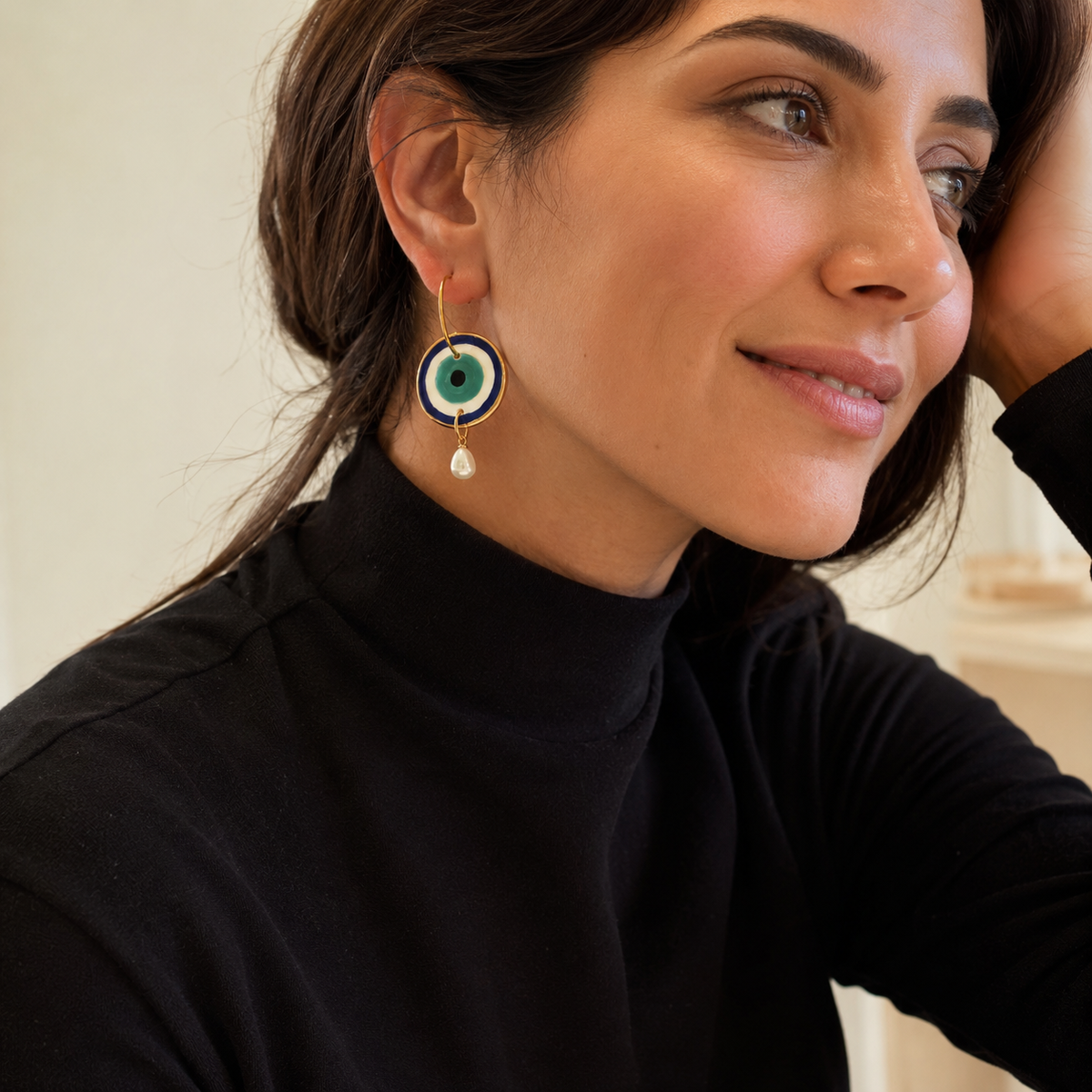 Santorini Eye Pearl Earrings
