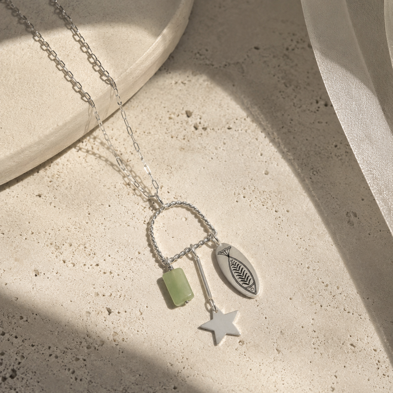Silver Fish Charm Necklace