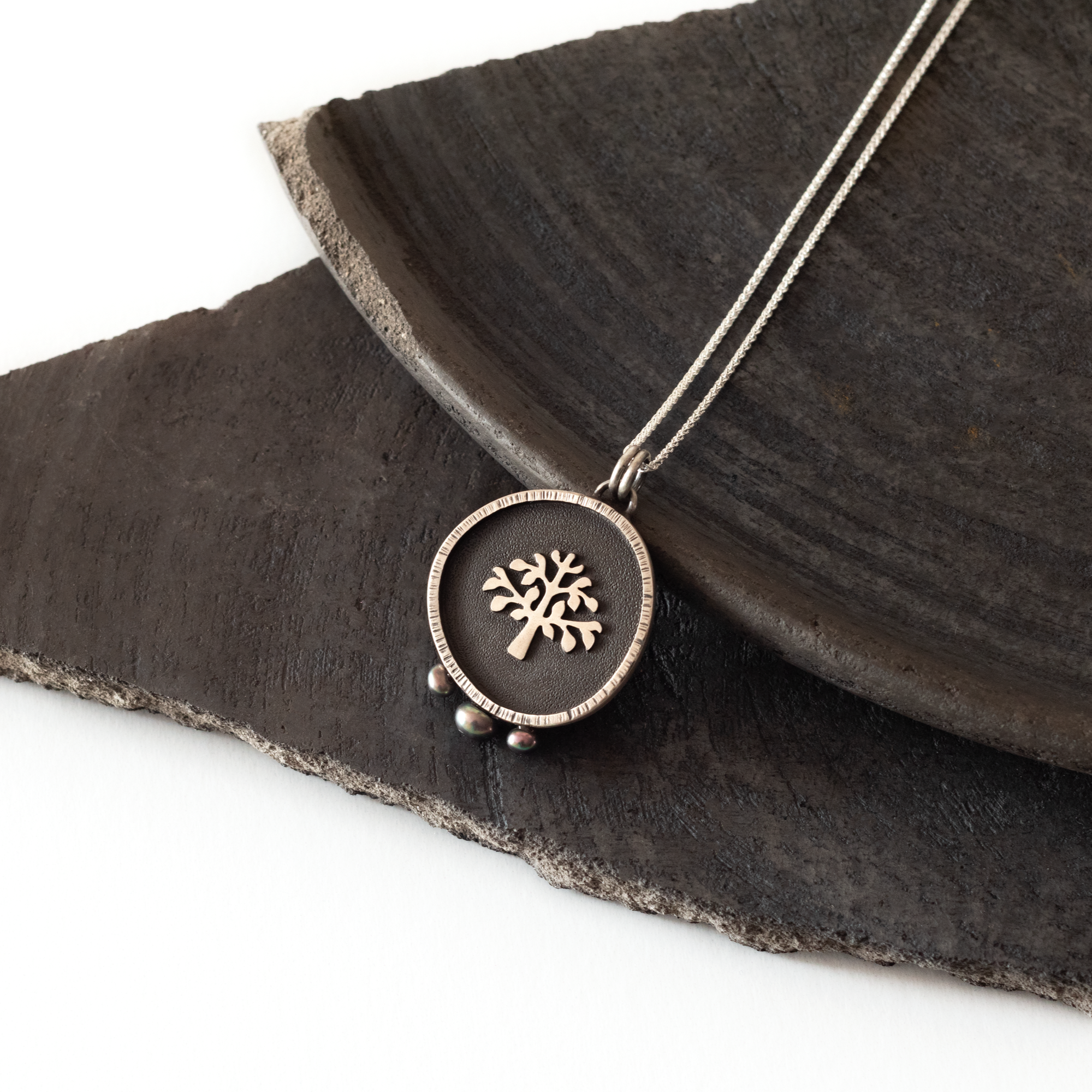 Tree of Life Necklace with Dark Pearls
