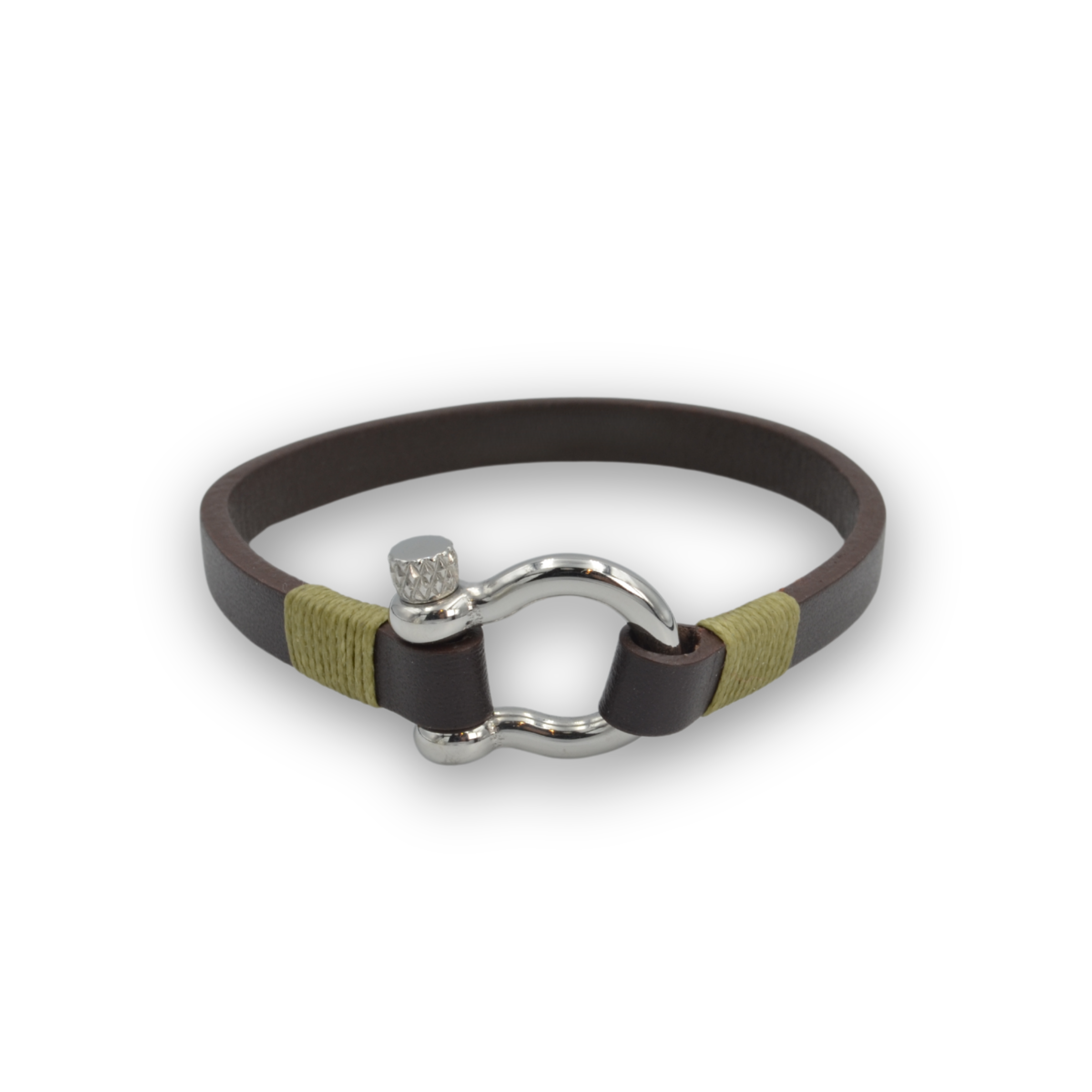Brown Flip-Lock Leather Bracelet