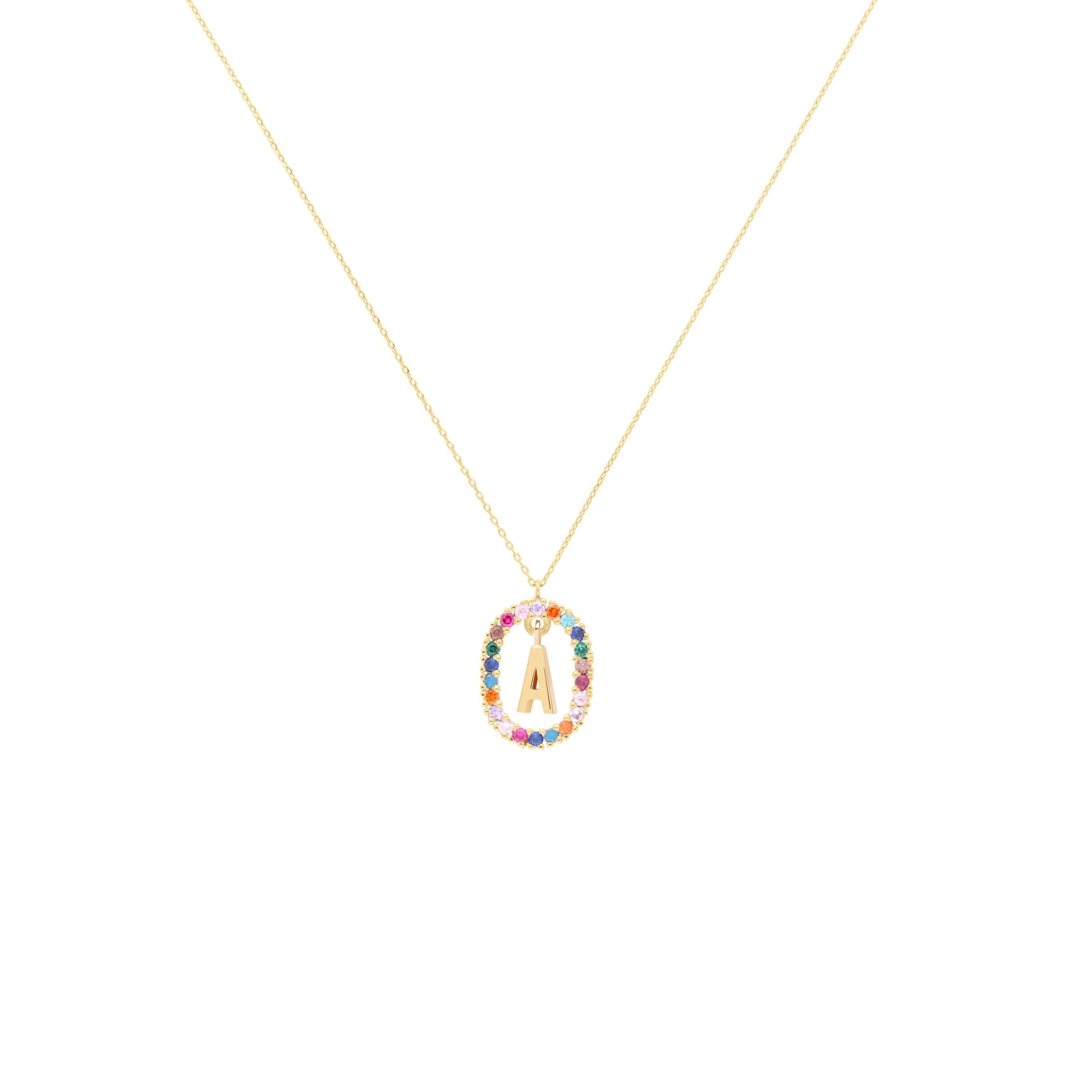Initial Charm Rainbow Necklace - Necklace - Kia Concept Store