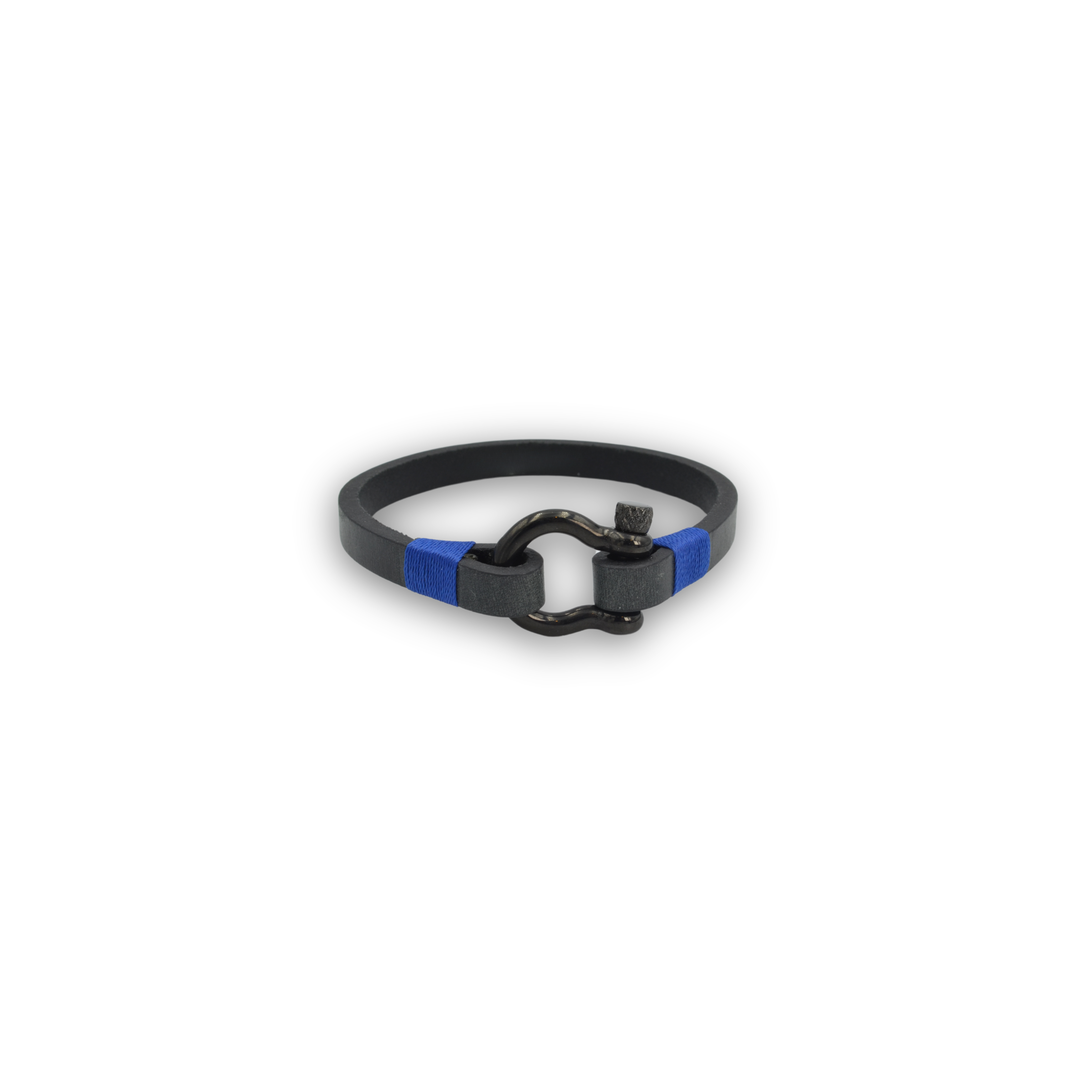 Black & Blue Flip-Lock Leather Bracelet