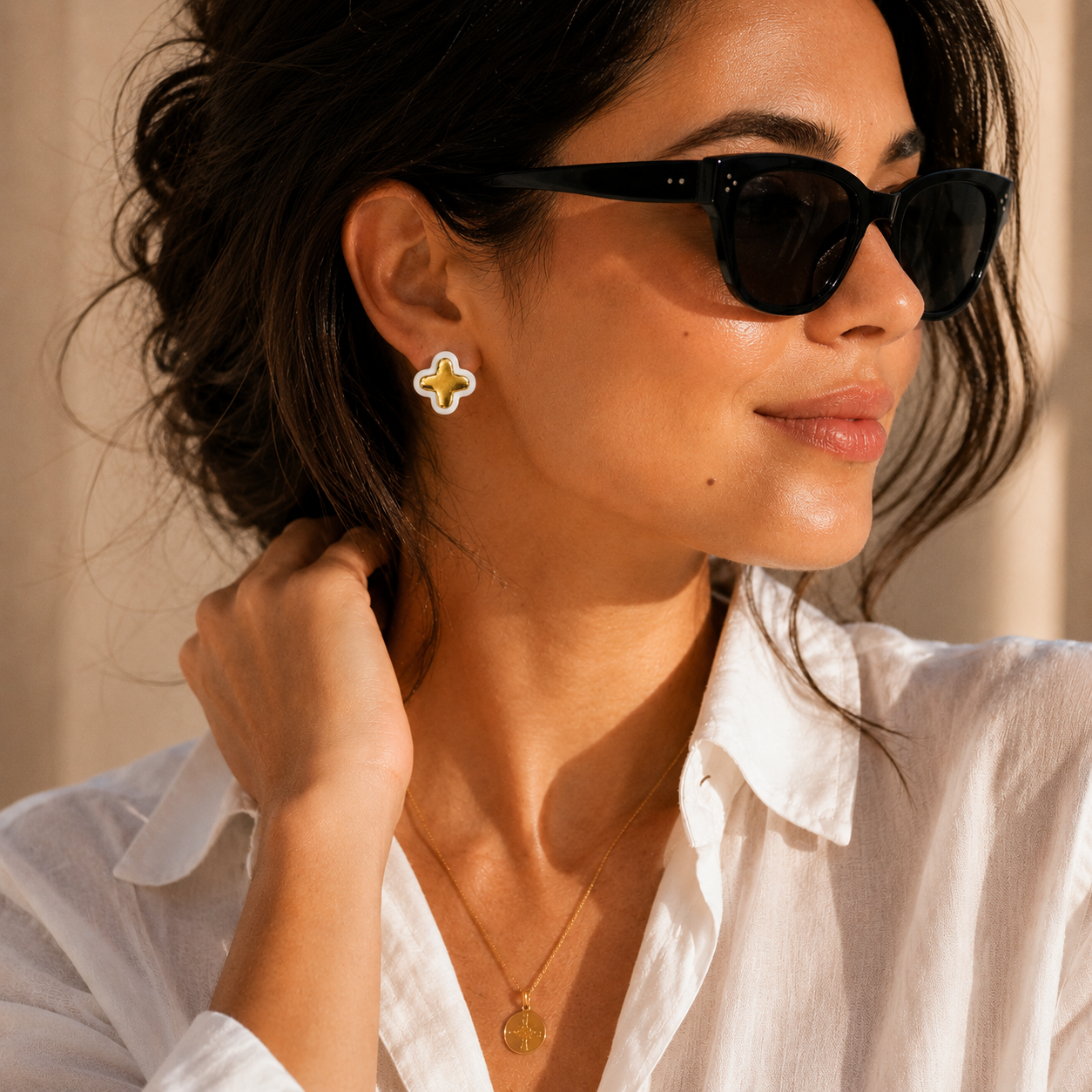 Vienna Gold Ceramic Studs