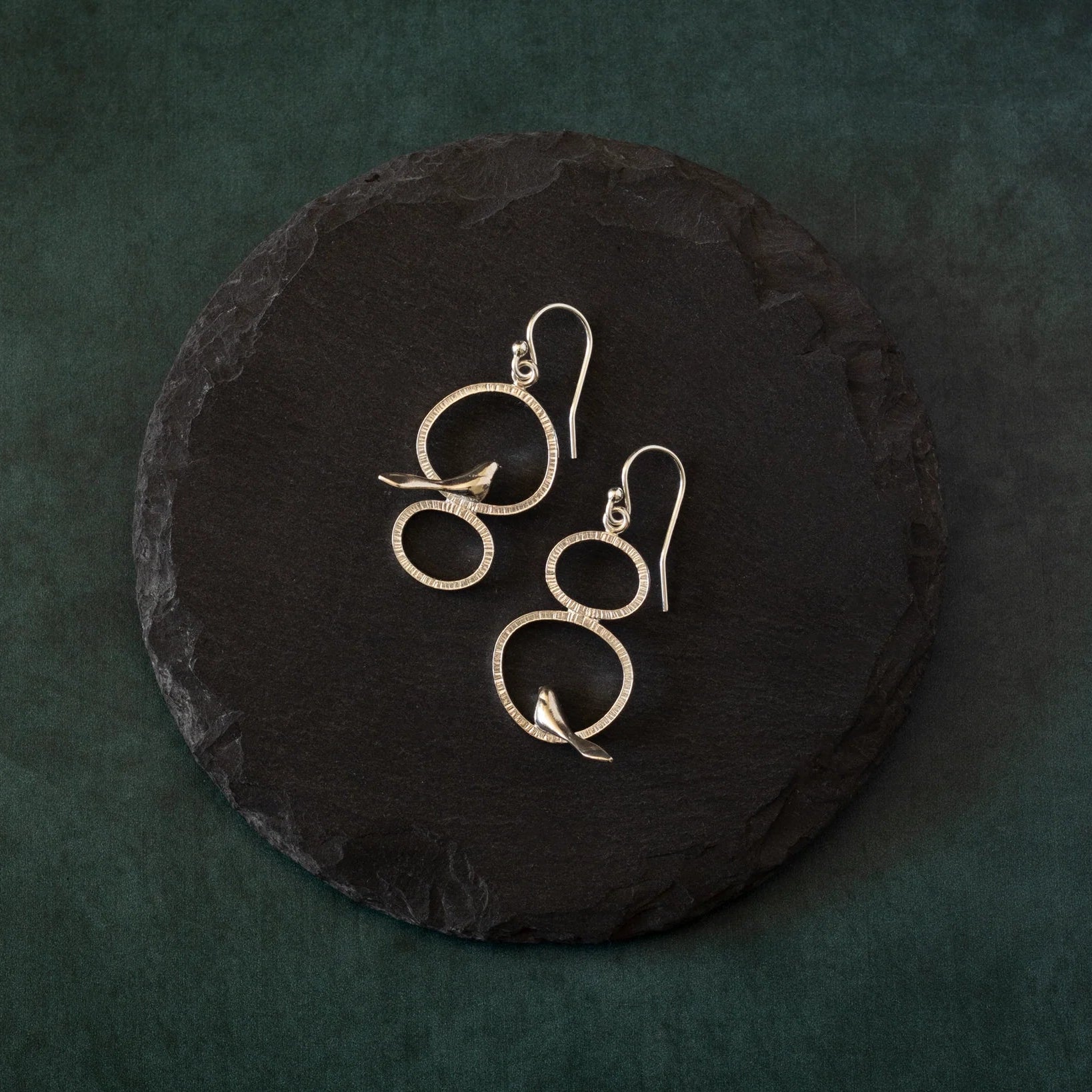 Silver Asymmetrical Bird Earrings