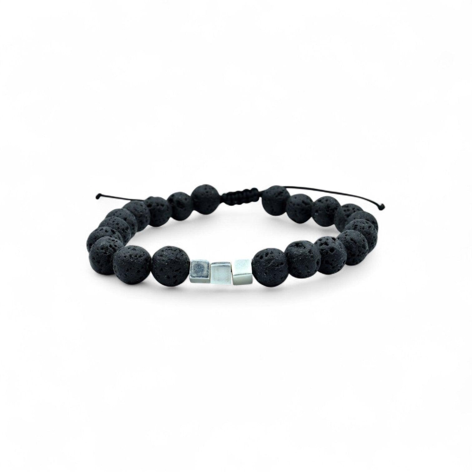 Black Lava & Silver Beads - Bracelet - Kia Concept Store