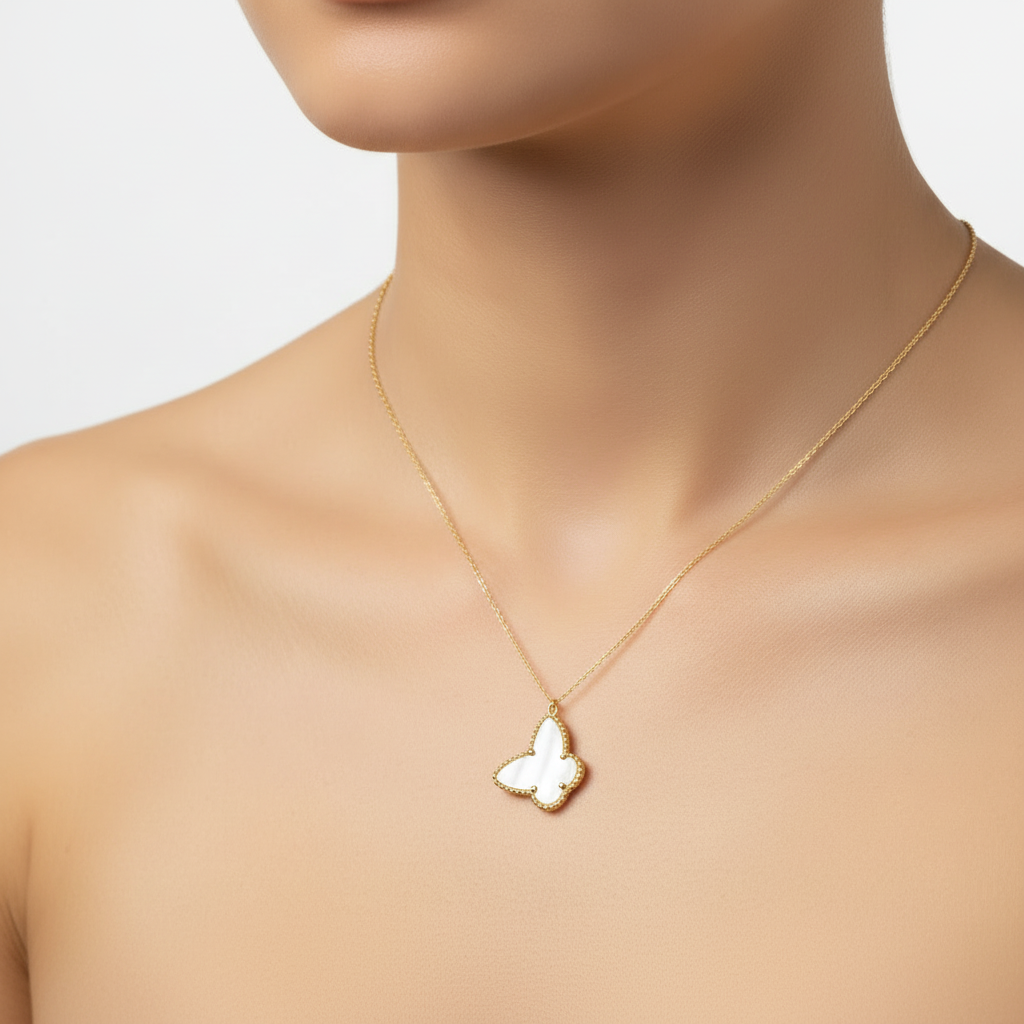 Butterfly Necklace with Mother of Pearl