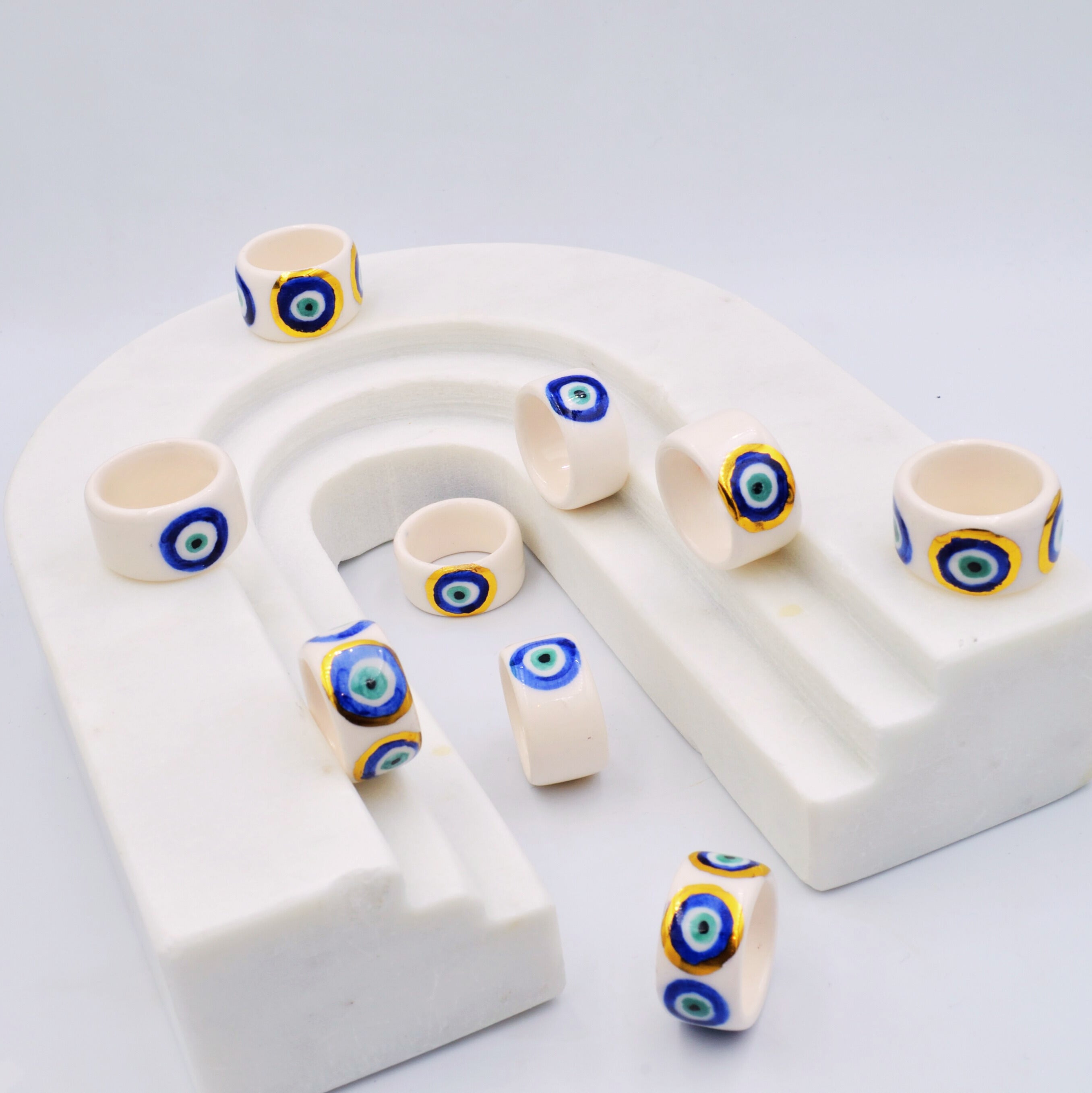 Evil Eye Harmony Ceramic Ring
