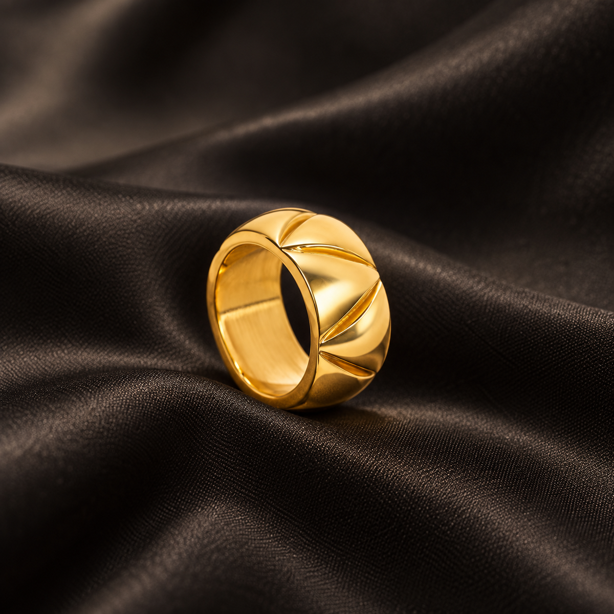 Coco Ring staged on black satin