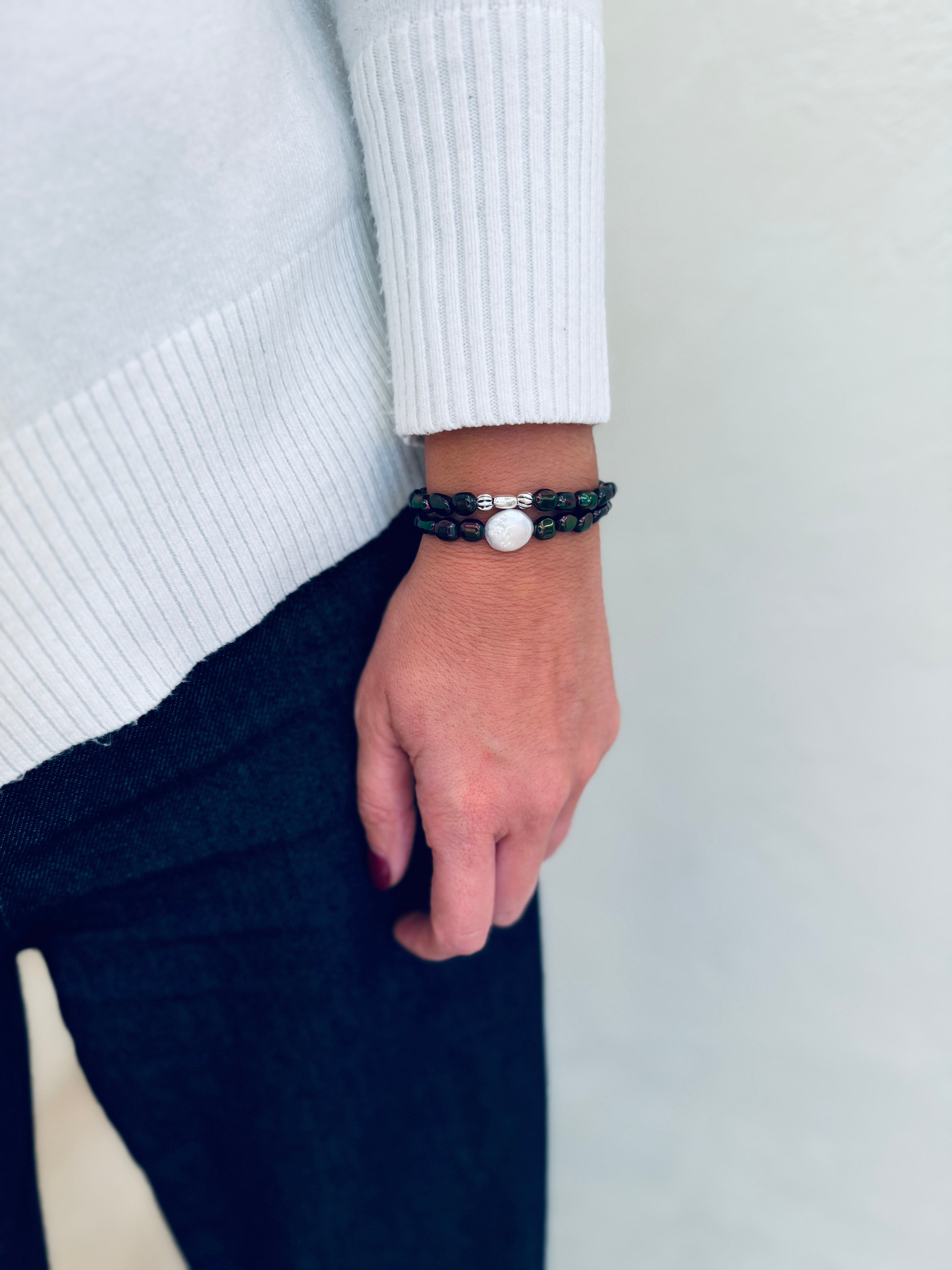 Deformed Hematite Silver Bracelet - Bracelet - Kia Concept Store