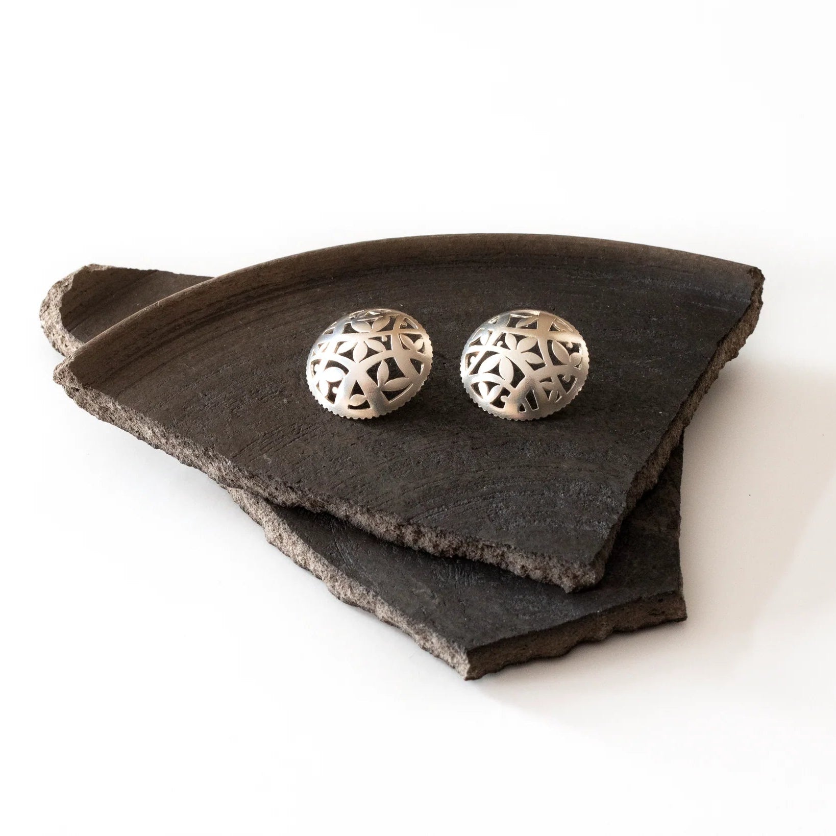 Domed Silver Stud Earrings - Earrings - Kia Concept Store
