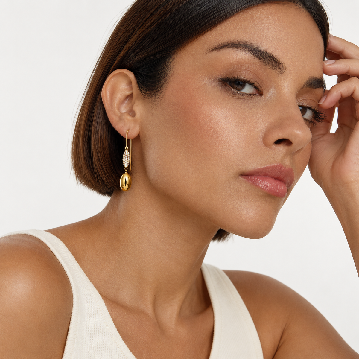 Luminous CZ Threader Drop Earrings