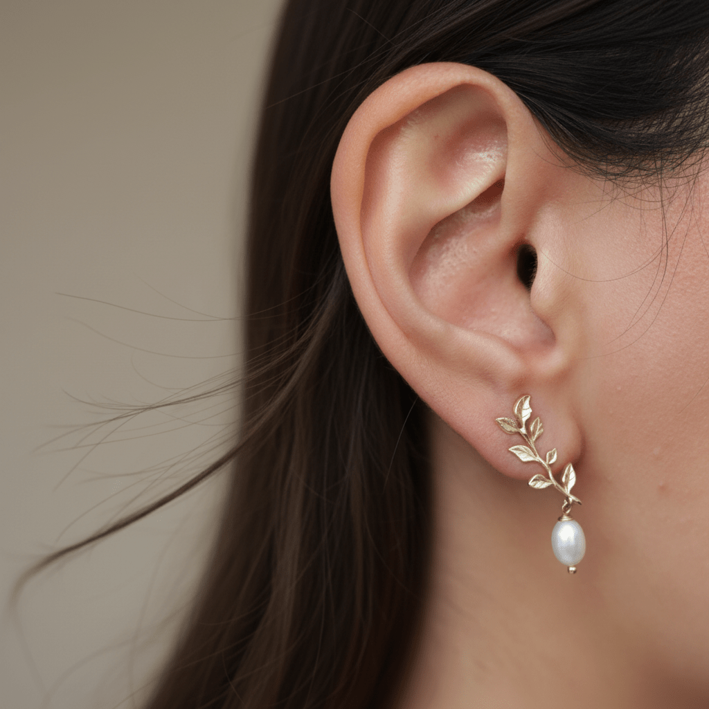 Golden Vine Pearl Earrings - Earrings - Kia Concept Store