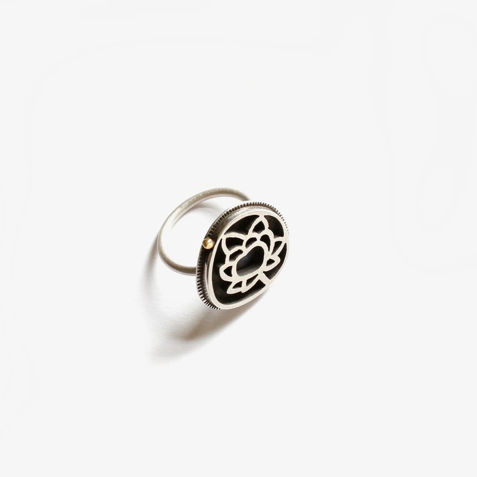 Silver & Brass Lotus Flower Ring