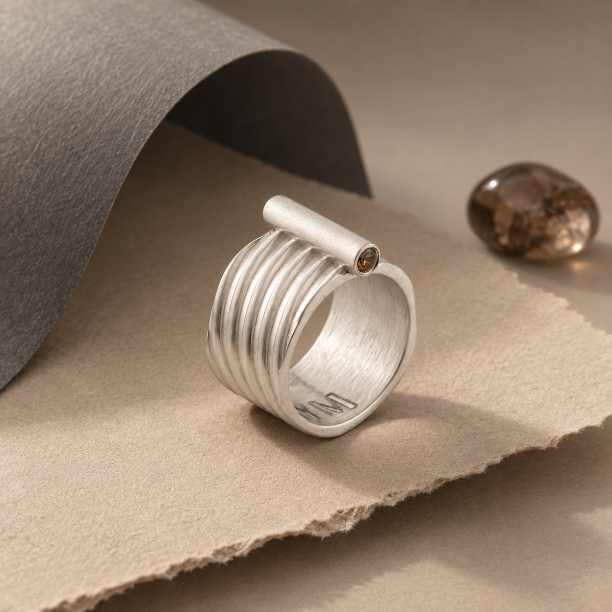 Hara Ring in a smoky quartz inspired staged setting