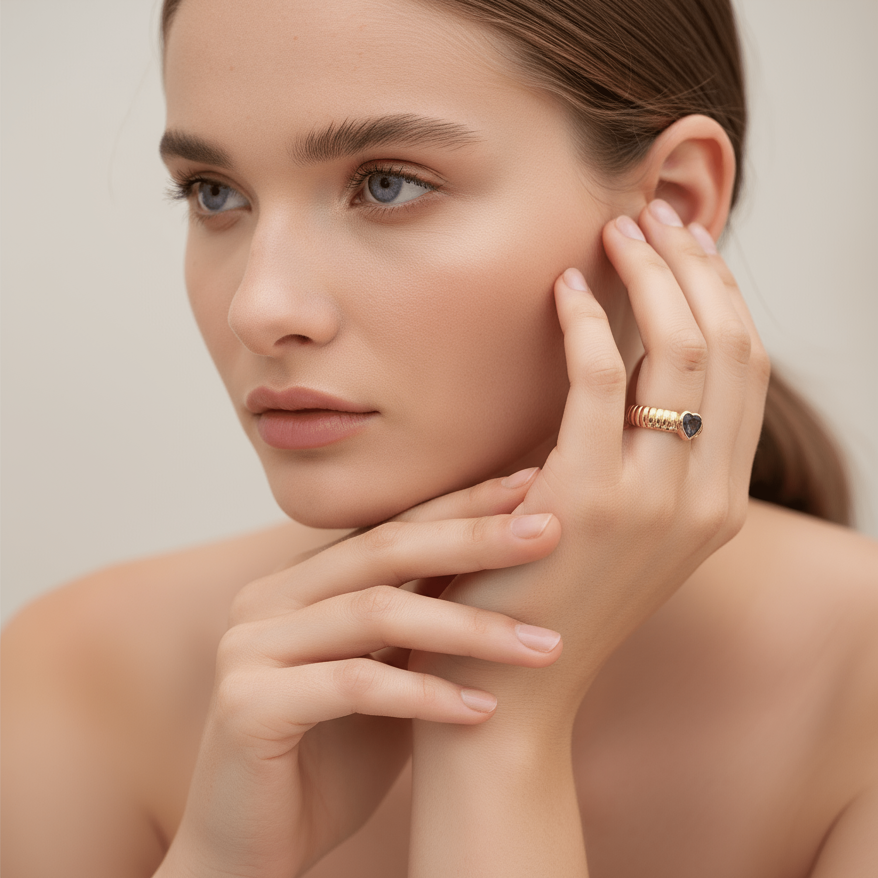 Heart Glow Ribbed Ring - Ring - Kia Concept Store