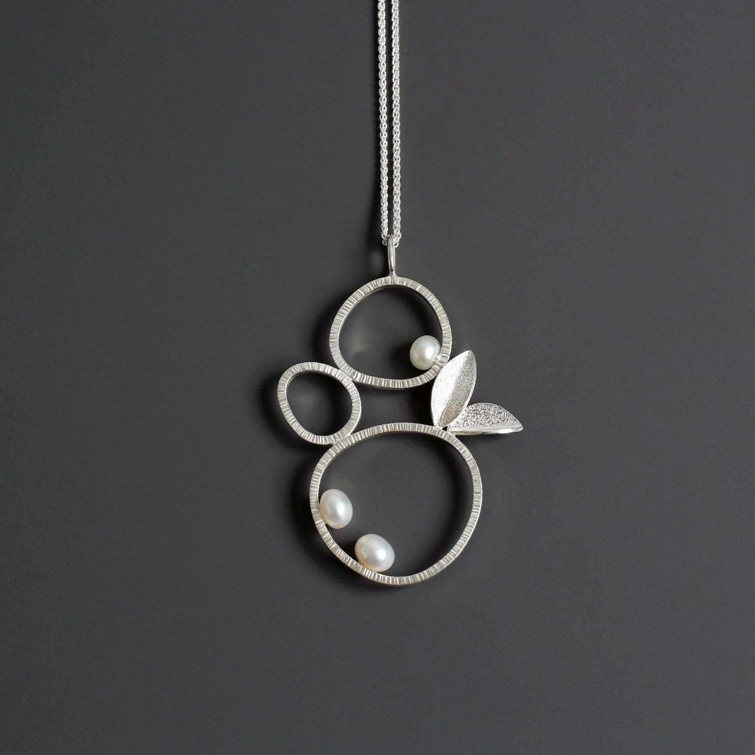 Floral Silver Necklace with Freshwater Pearls