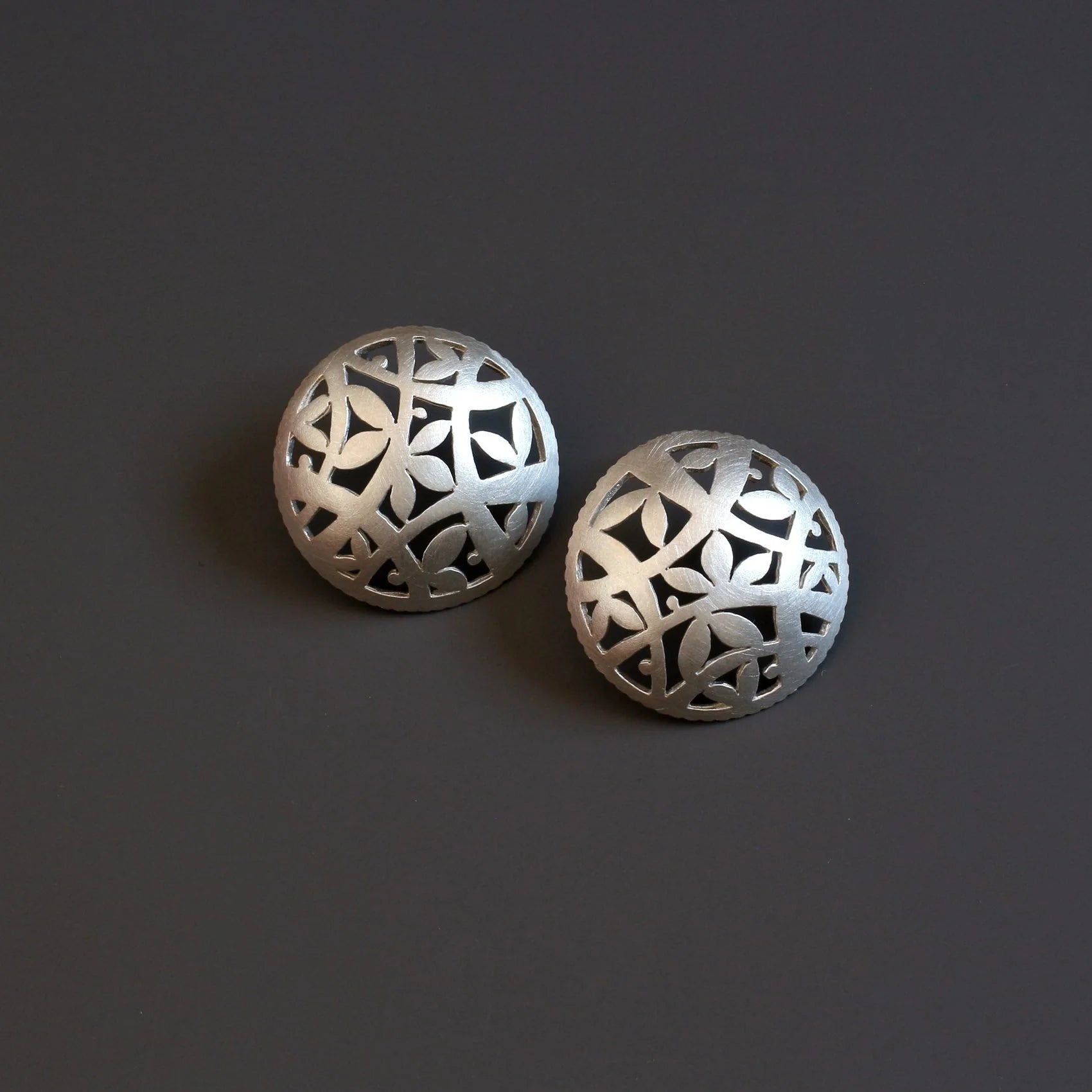 Domed Silver Stud Earrings