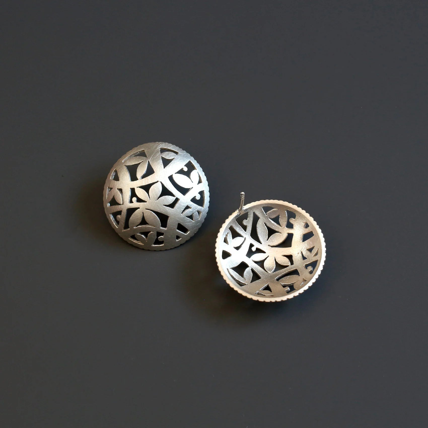 Domed Silver Stud Earrings - Earrings - Kia Concept Store
