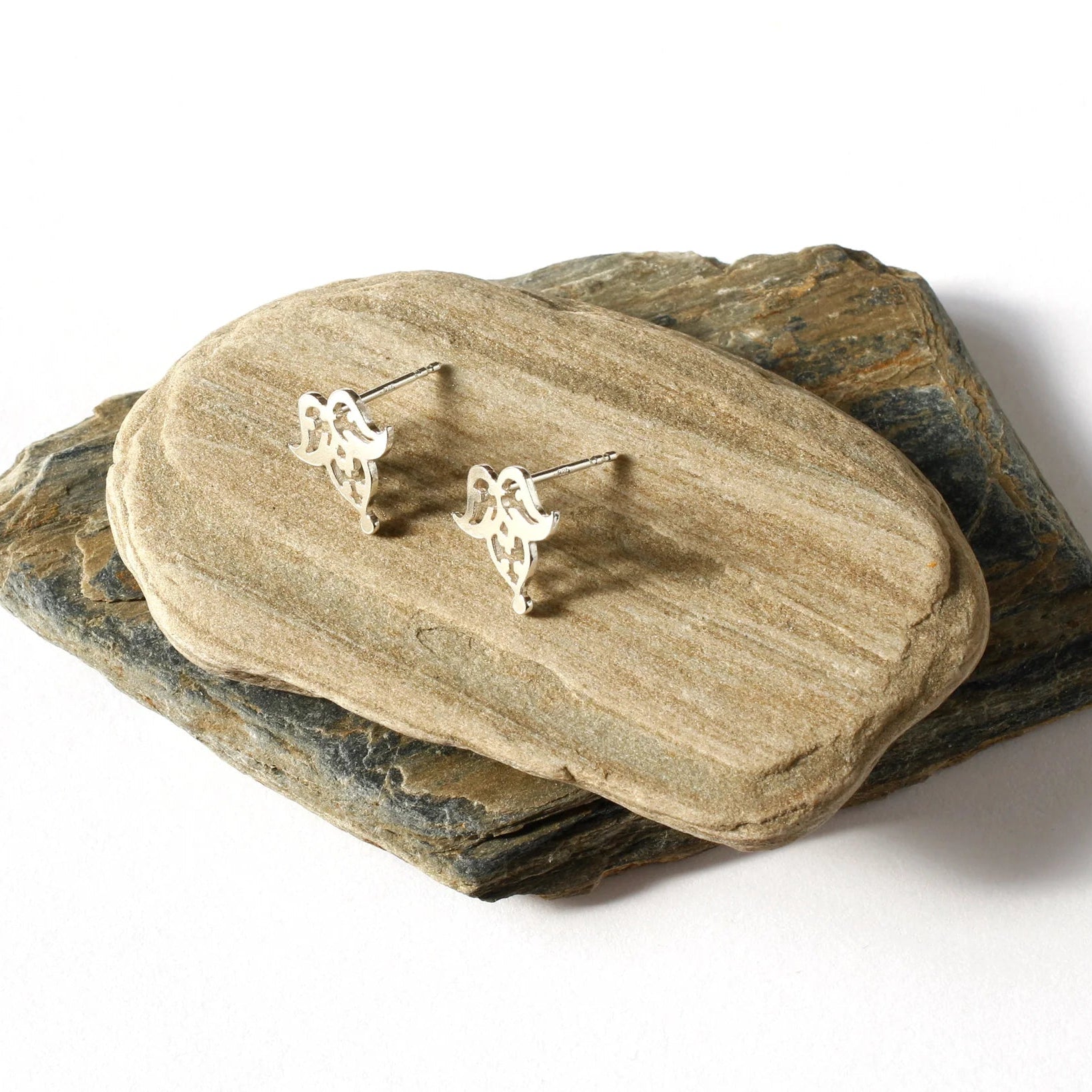 Silver Floral Stud Earrings