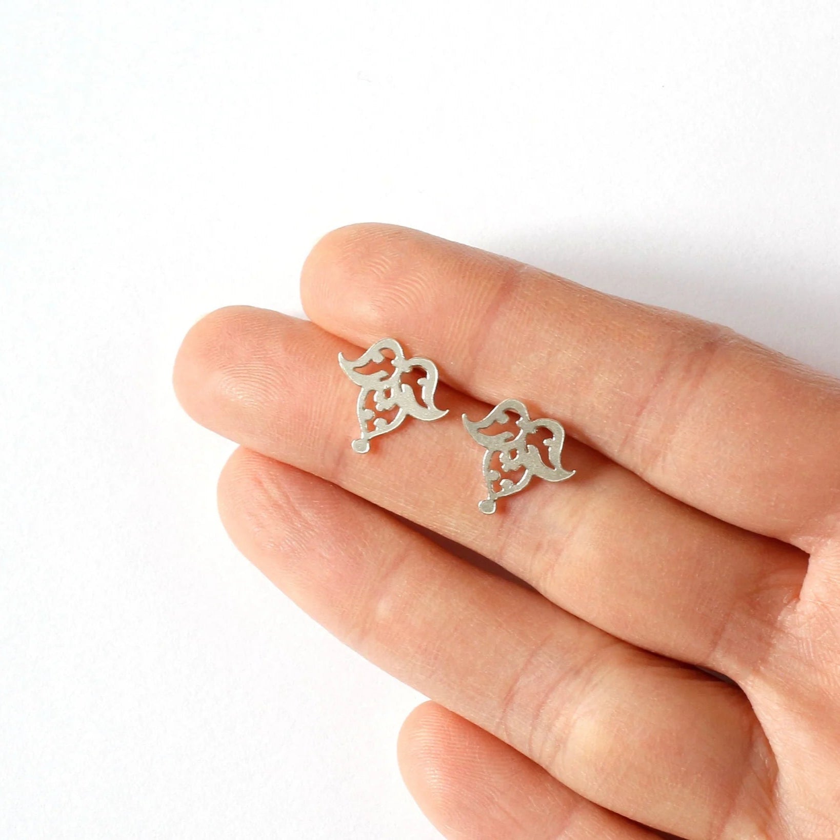 Silver Floral Stud Earrings