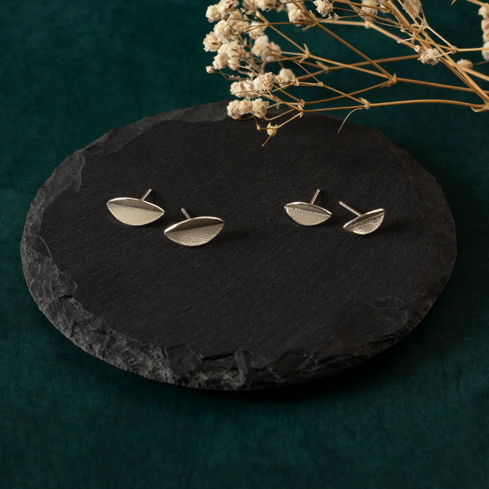 Silver Leaf Stud Earrings