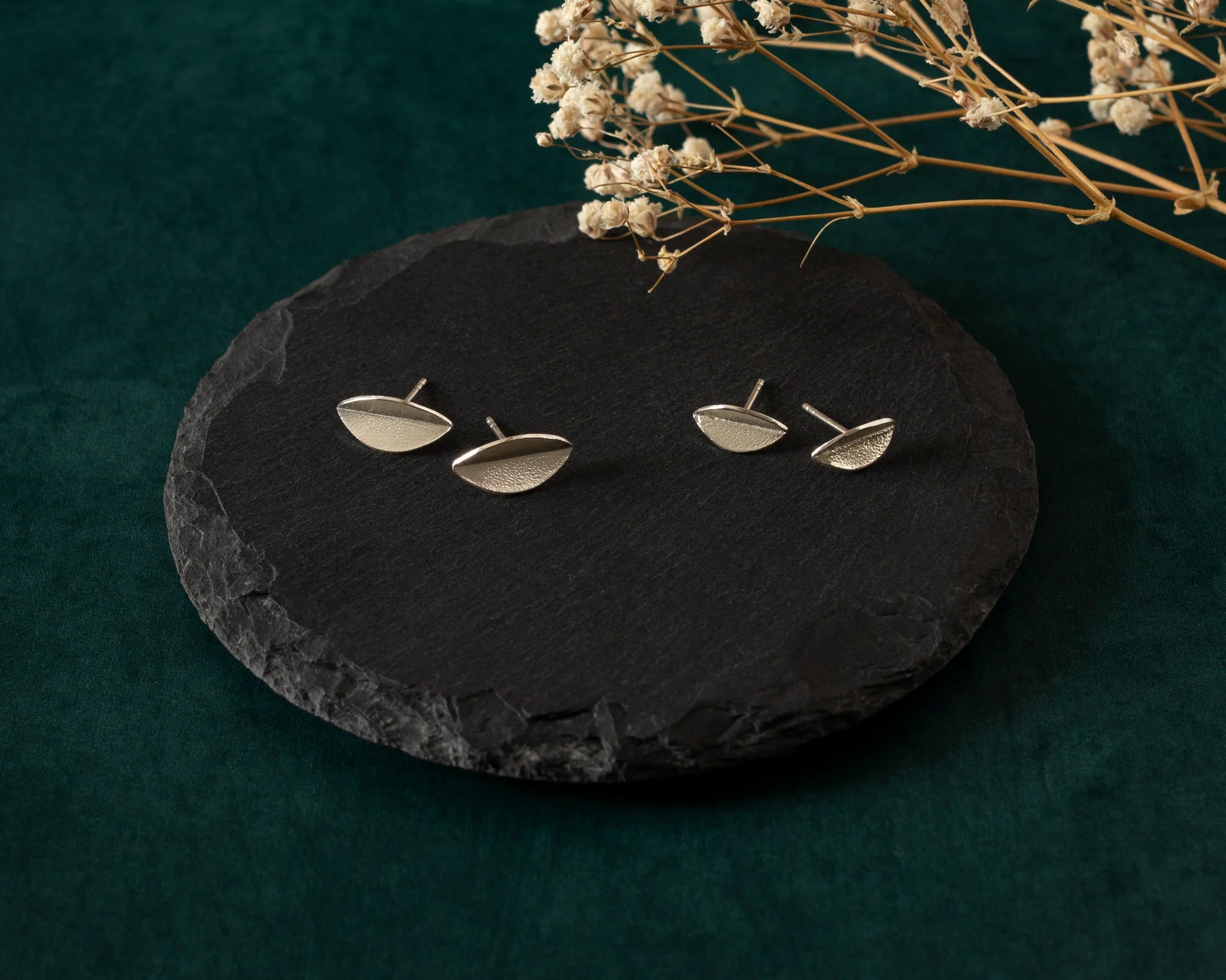 Silver Leaf Stud Earrings