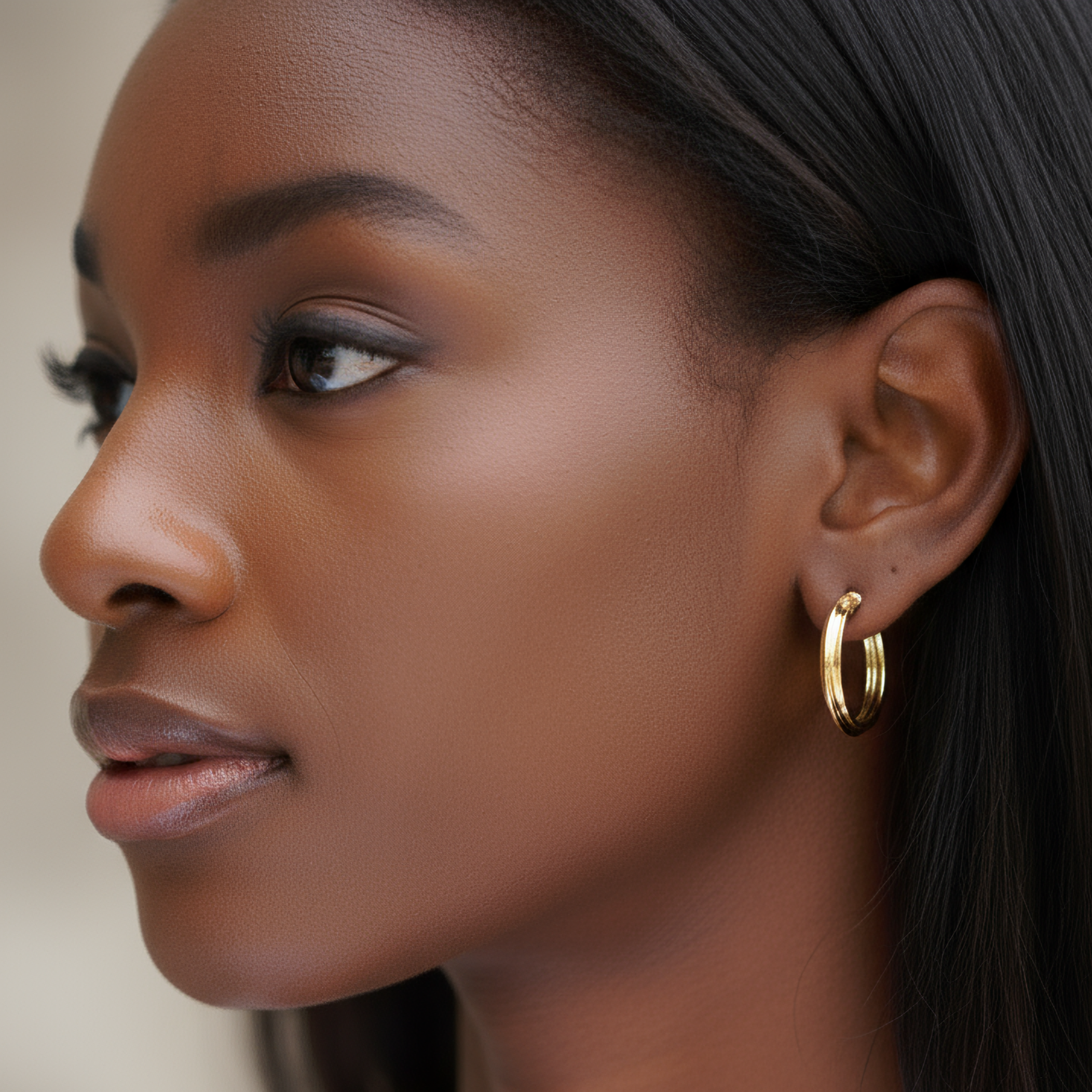 Linear Gold Hoop - Earrings - Kia Concept Store