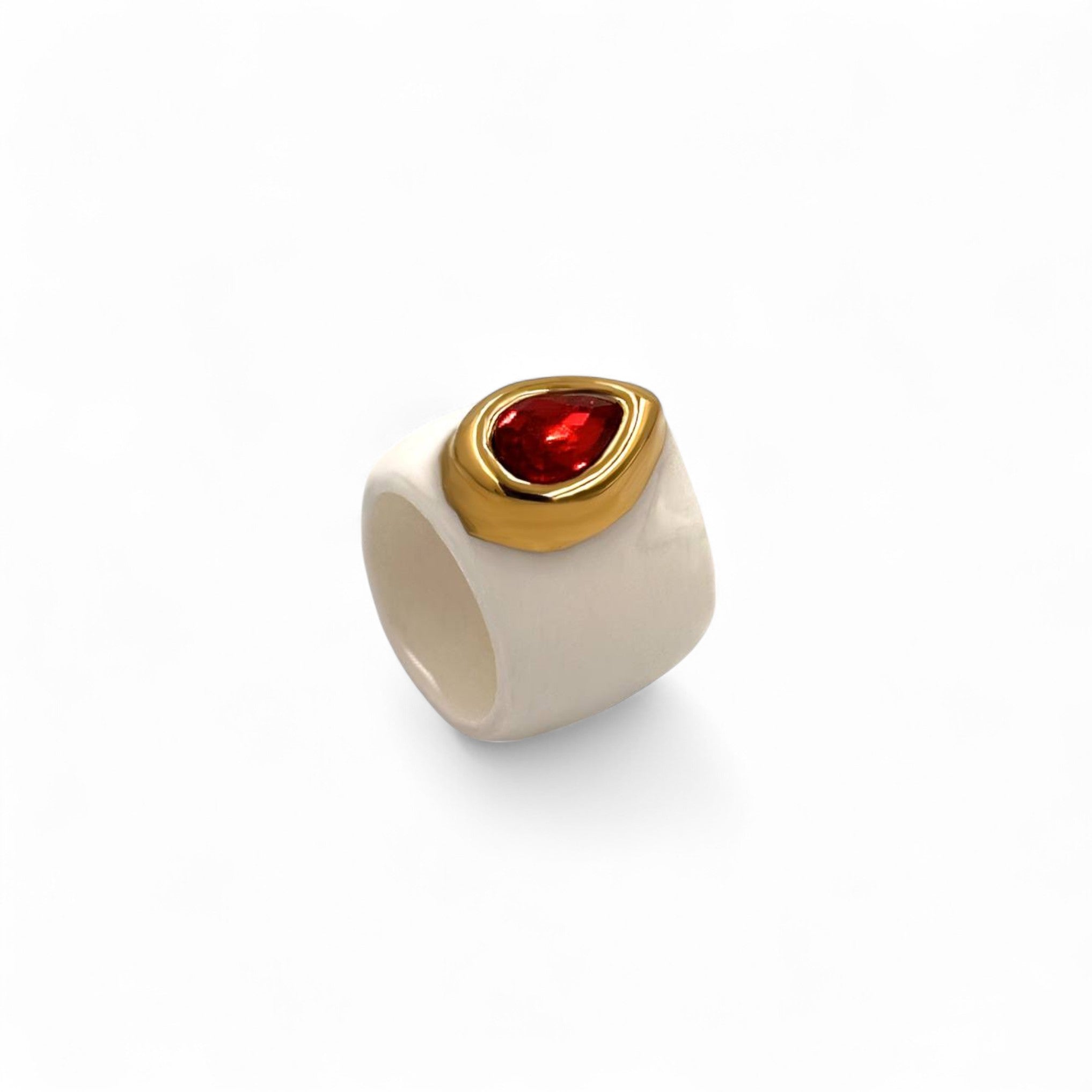 Teardrop Crystal Ceramic Ring