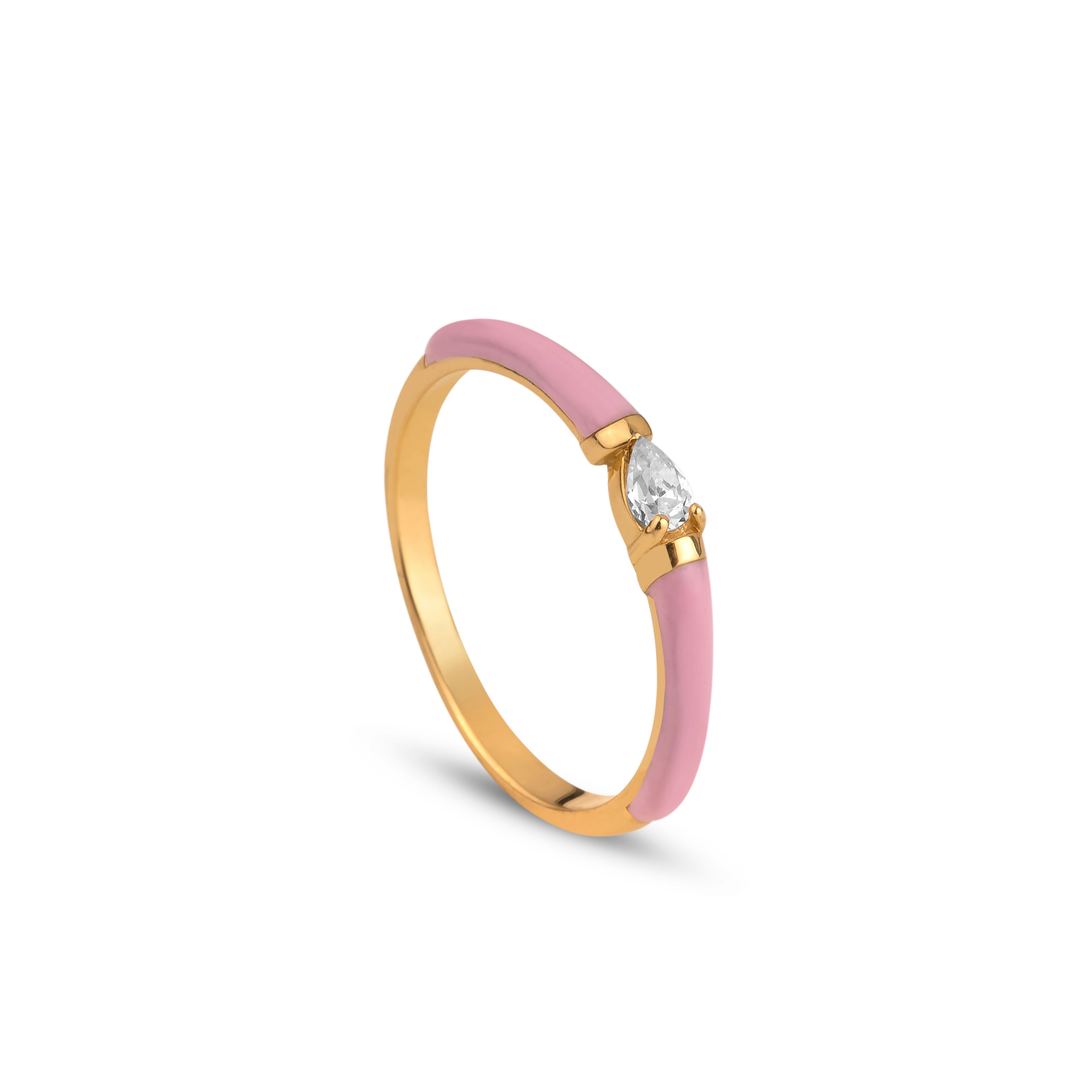 Pink Glow Enamel Ring - Ring - Kia Concept Store