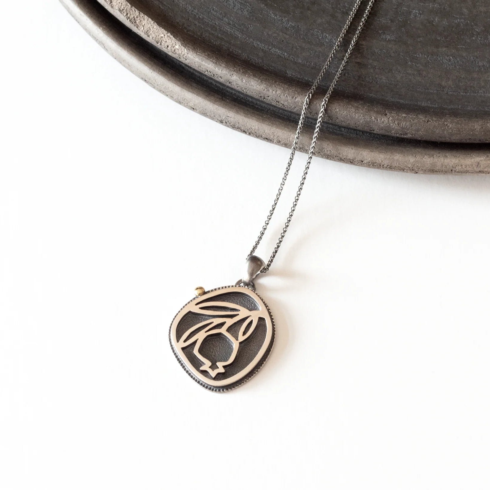 Oxidized Silver Pomegranate Necklace