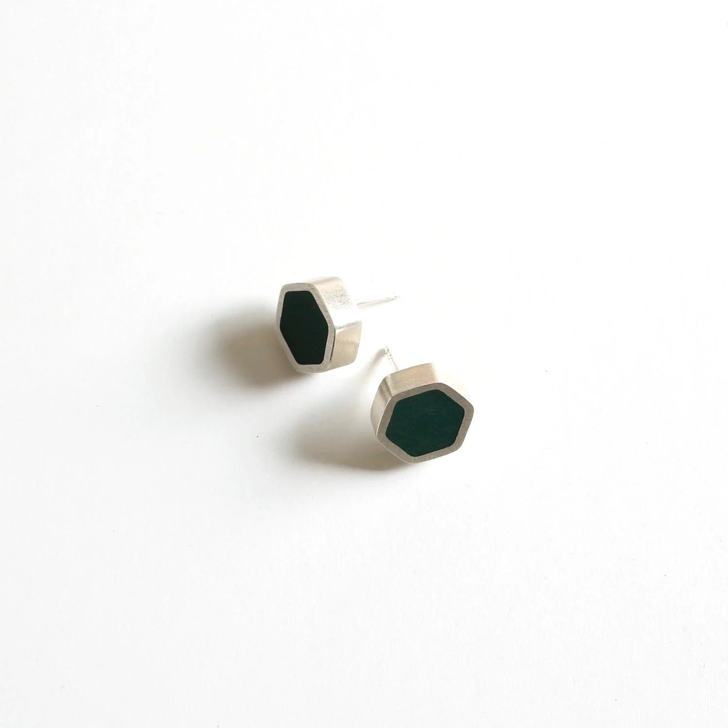Sterling Silver Hexagon Stud Earrings