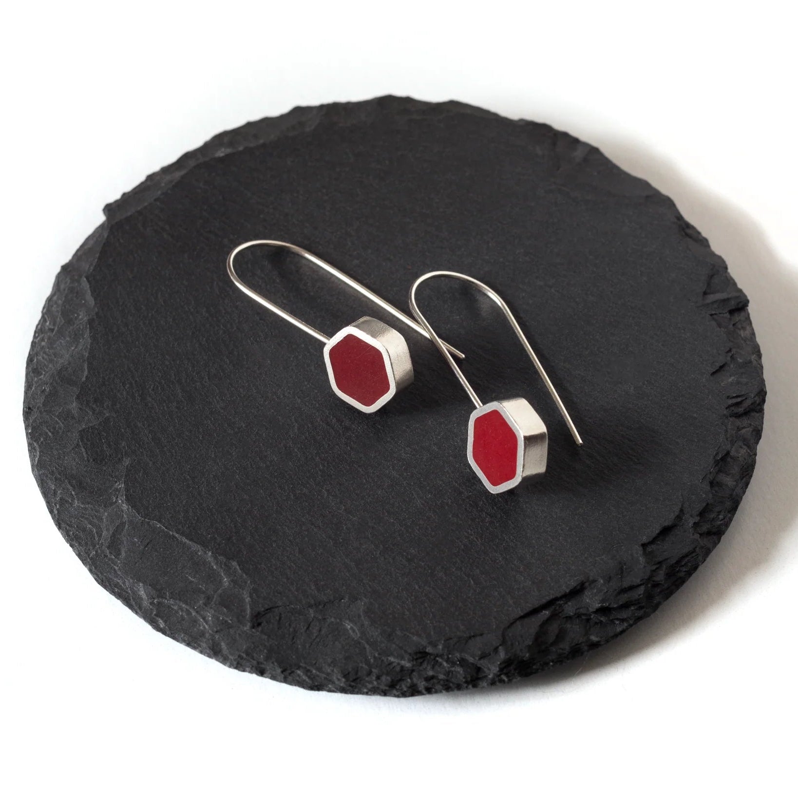 Silver Hexagon Earrings - Earrings - Kia Concept Store