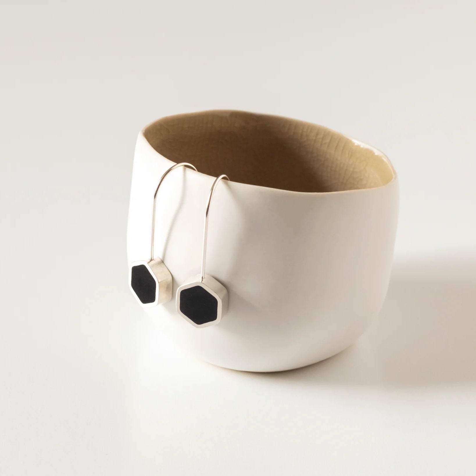 Silver Hexagon Earrings - Earrings - Kia Concept Store