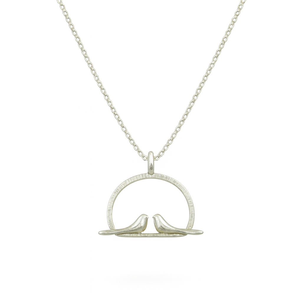 Sterling Silver Two Birds Necklace - Necklace - Kia Concept Store