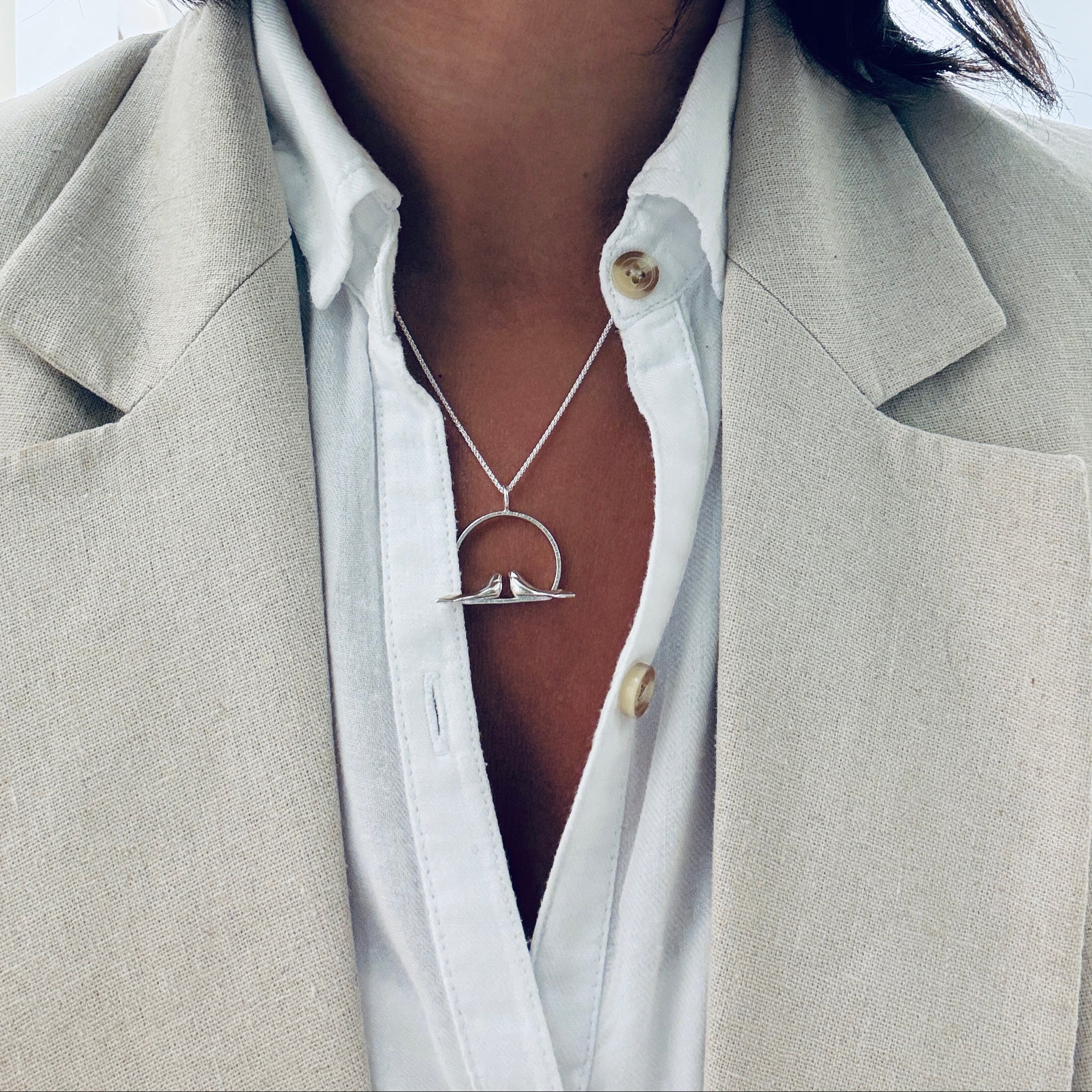 Sterling Silver Two Birds Necklace - Necklace - Kia Concept Store
