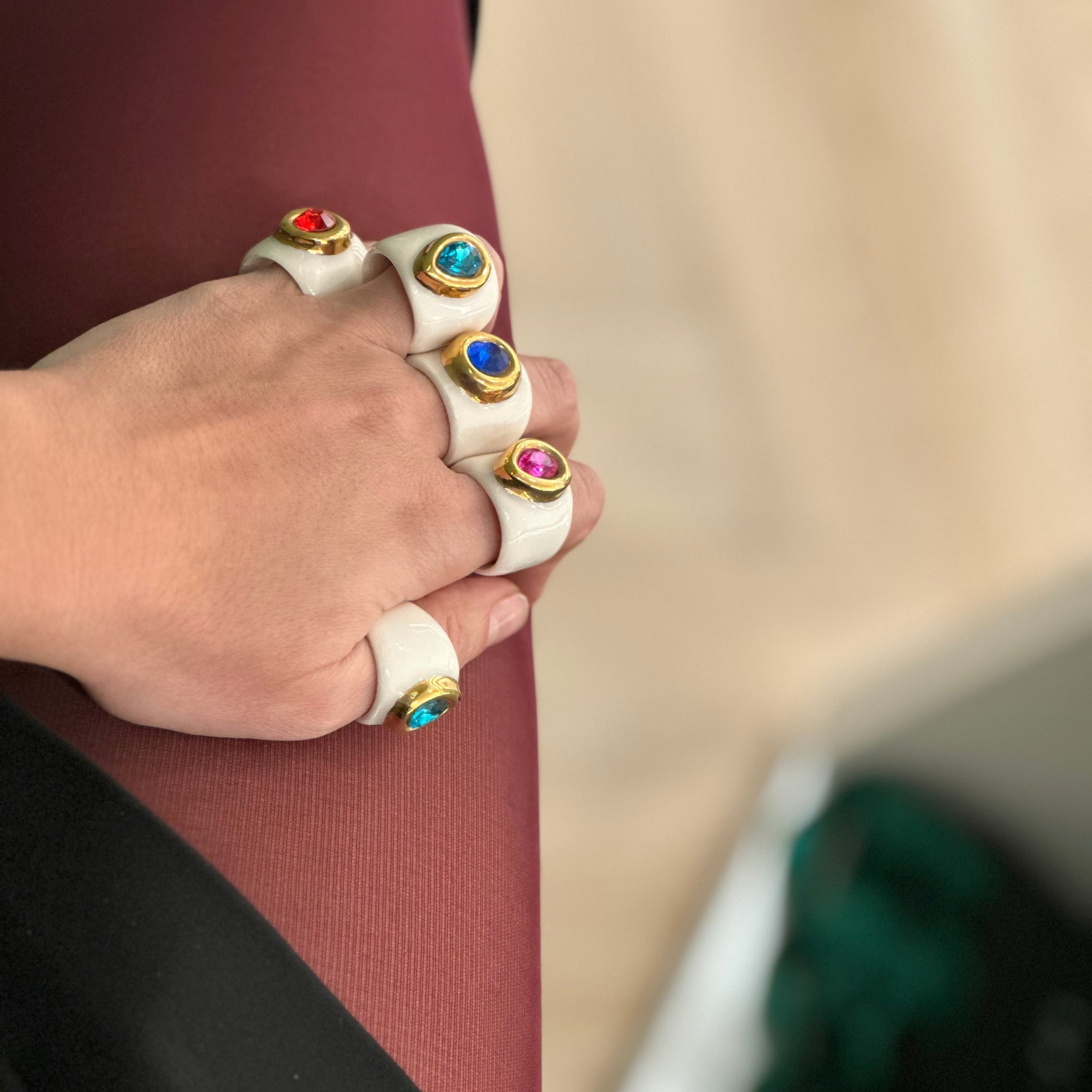 Teardrop Crystal Ceramic Ring - Ring - Kia Concept Store