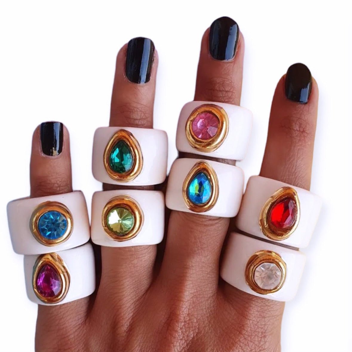 Teardrop Crystal Ceramic Ring - Ring - Kia Concept Store