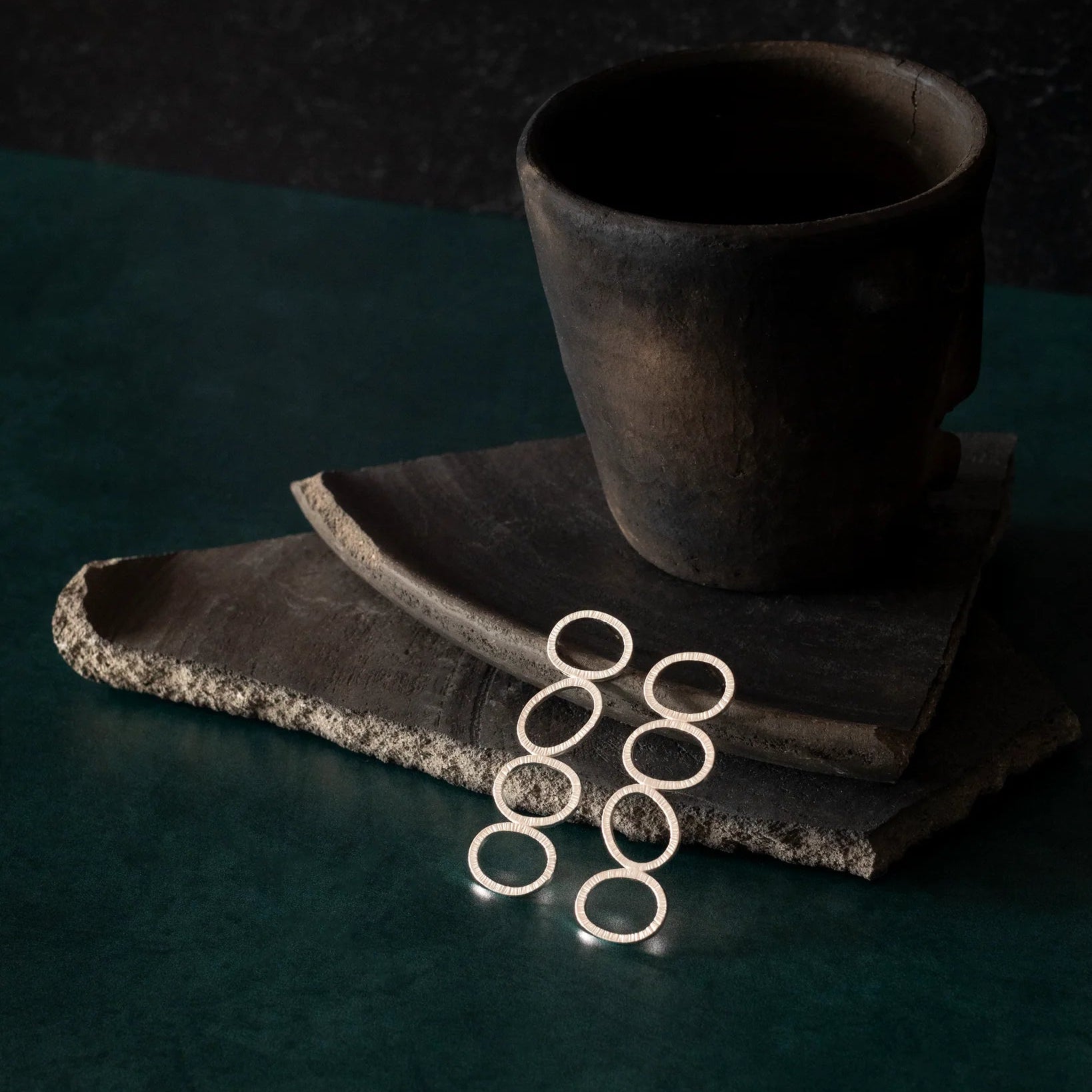 Textured Sterling Silver Hoop Stud Earrings - Earrings - Kia Concept Store