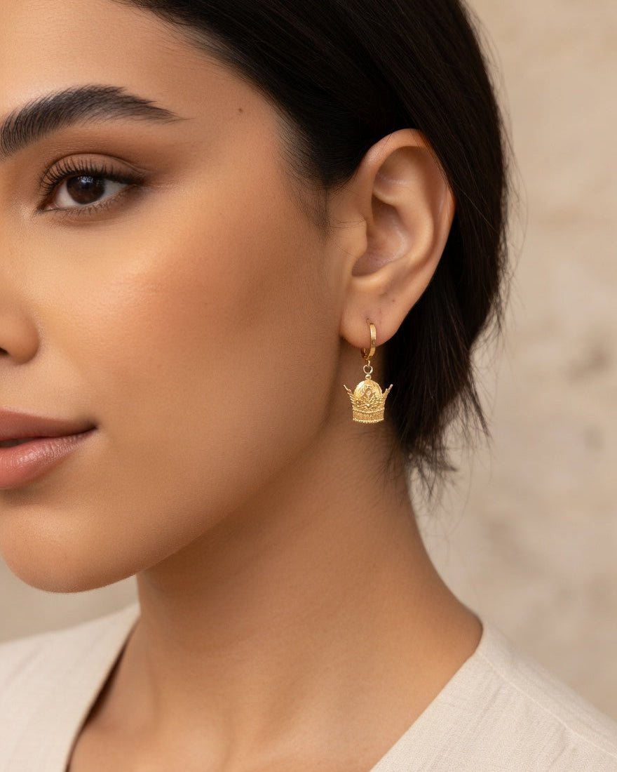 Royal Crown Drop Earrings - Earrings - Kia Concept Store