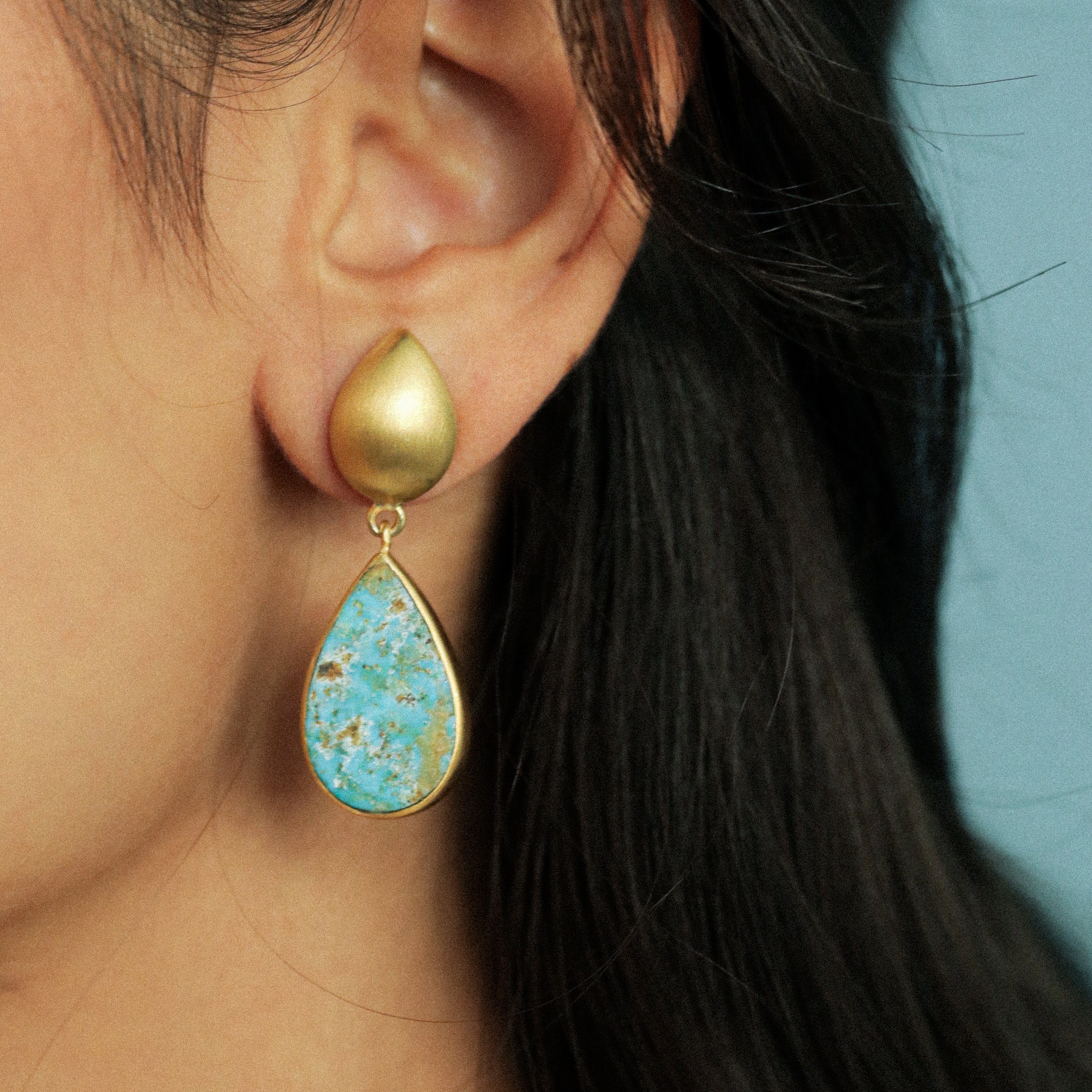 Turquoise Drop Earrings - Earrings - Kia Concept Store