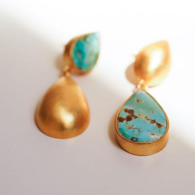 Turquoise Drop Earrings - Earrings - Kia Concept Store