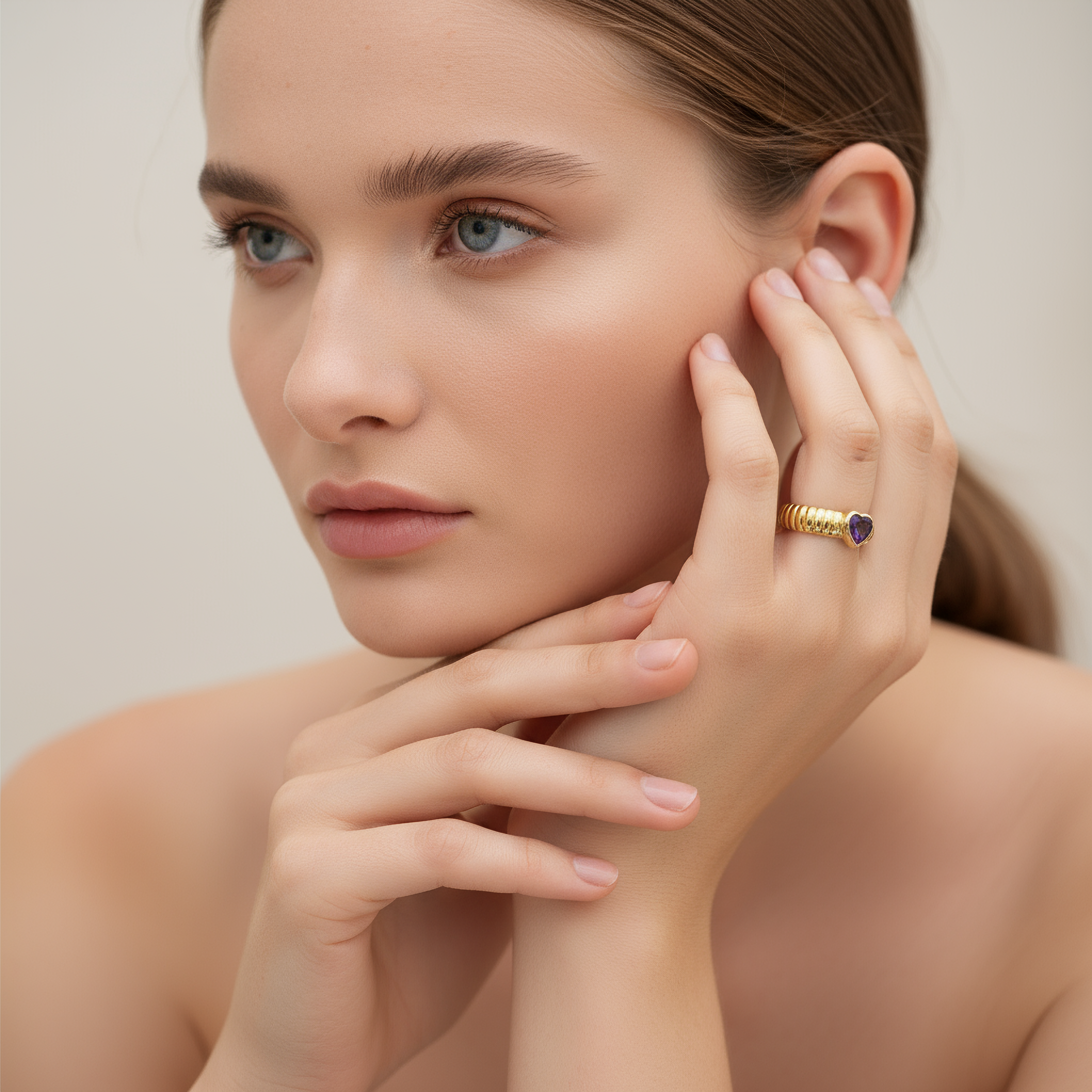 Heart Glow Ribbed Ring